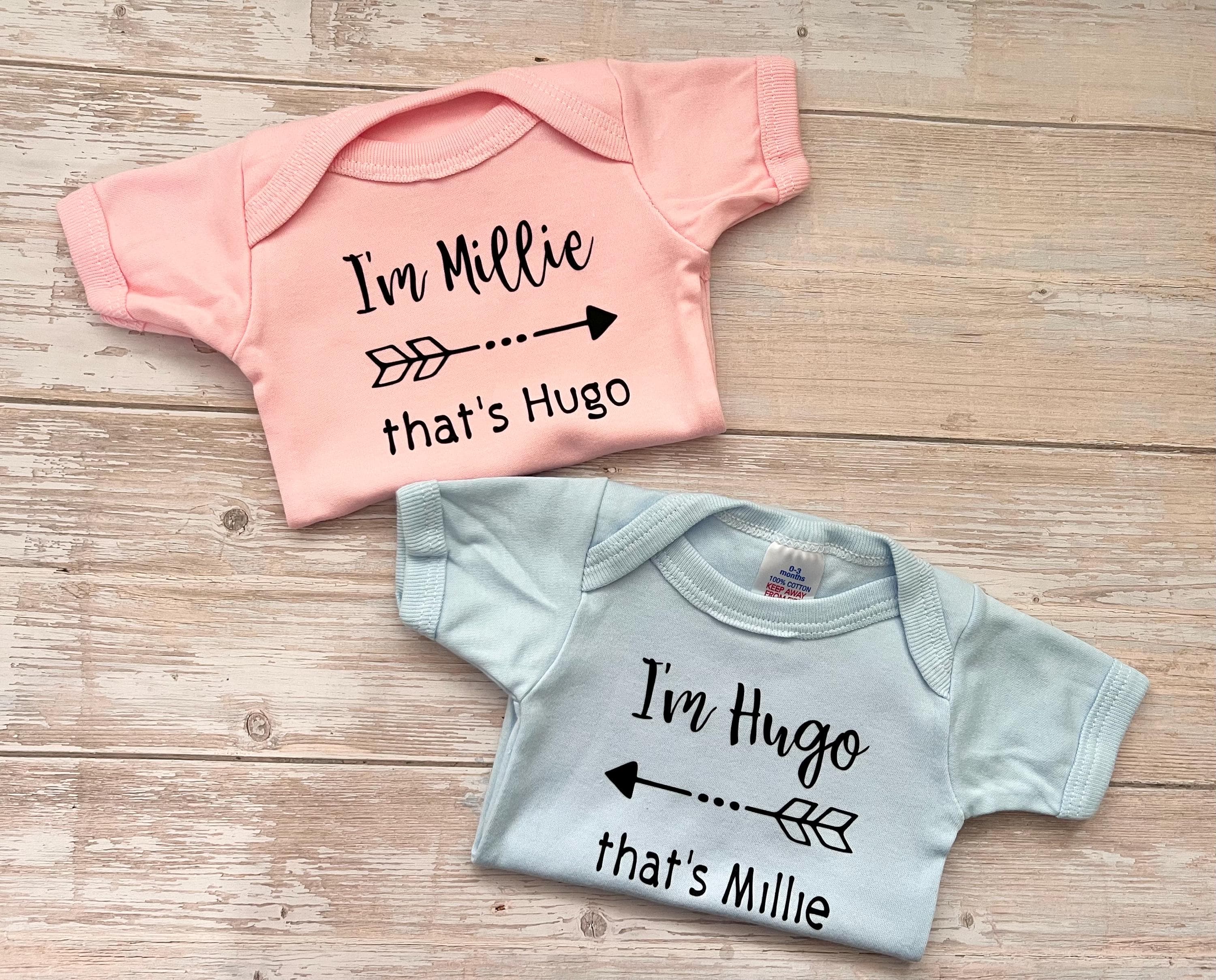 Twin Baby Gifts | Twin Baby Girls | Twins Baby Onesies | Double Baby Gifts | Twin Boys | Personalised Premie | Boy Girl Twin Outfits |
