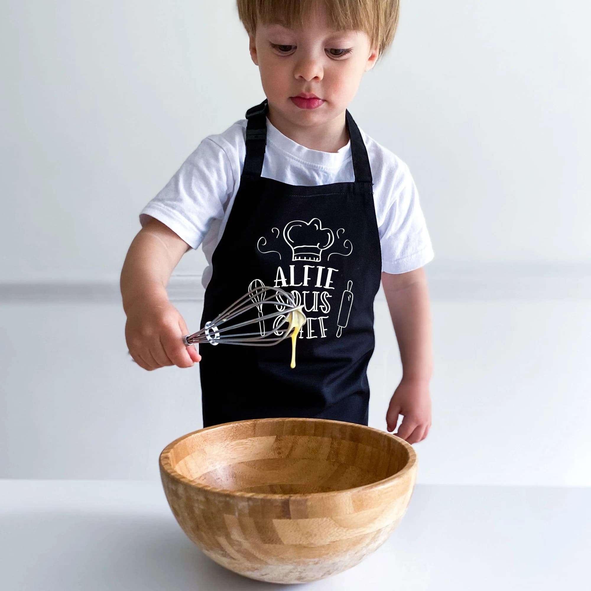Cute matching apron with names / Personalised head chef sous chef / Father's Day Christmas Birthday gift for dad child / Daddy son daughter - image 3