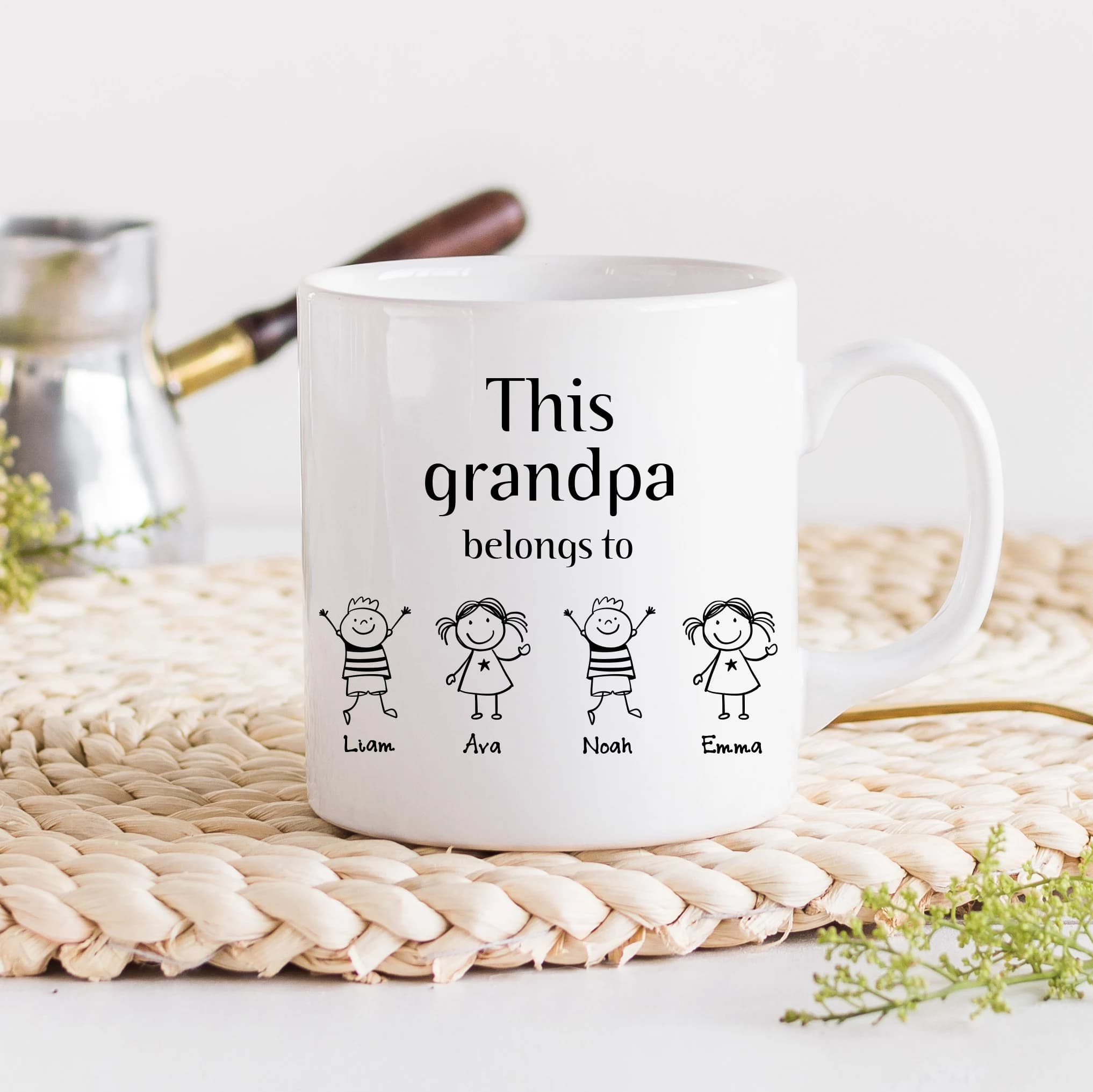 This grandpa belongs to mug with grandchildren names / Christmas Gift for Grandpa / Children drawing / Personalised Father's Day / For pops - image 3