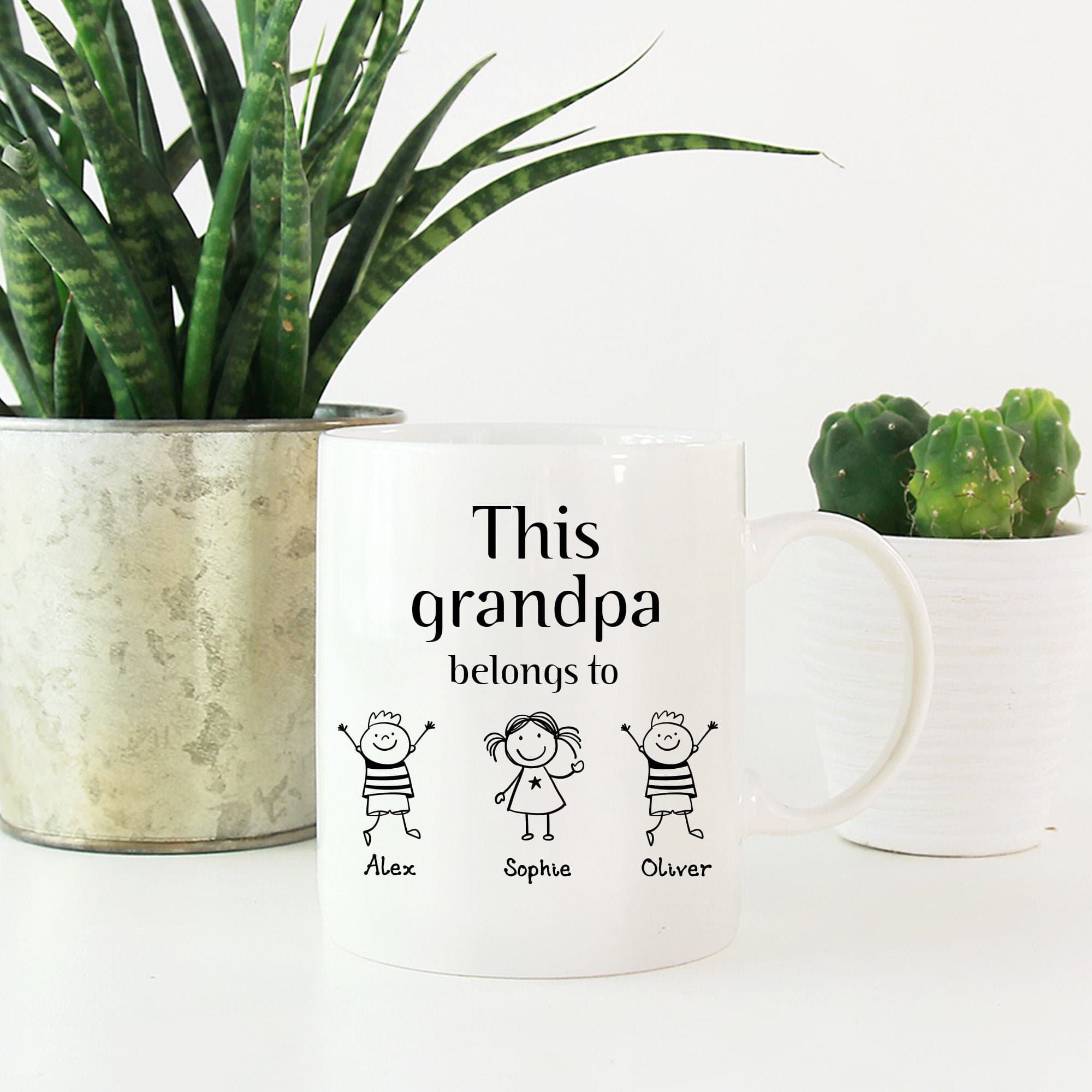 This grandpa belongs to mug with grandchildren names / Christmas Gift for Grandpa / Children drawing / Personalised Father's Day / For pops - image 2