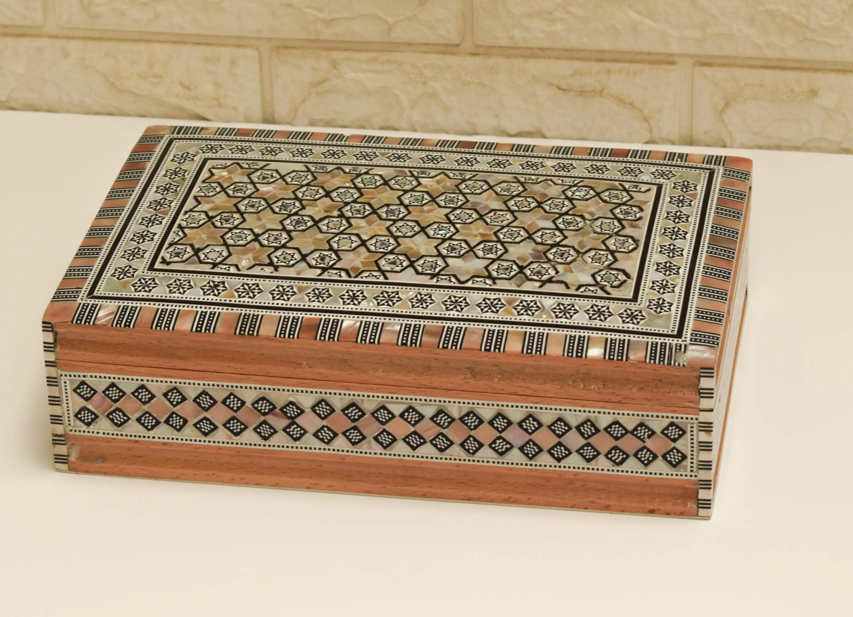 Handmade Mother of Pearl Inlay Jewelry Box – Wooden Mosaic Trinket Box – Moroccan Decor - image 5