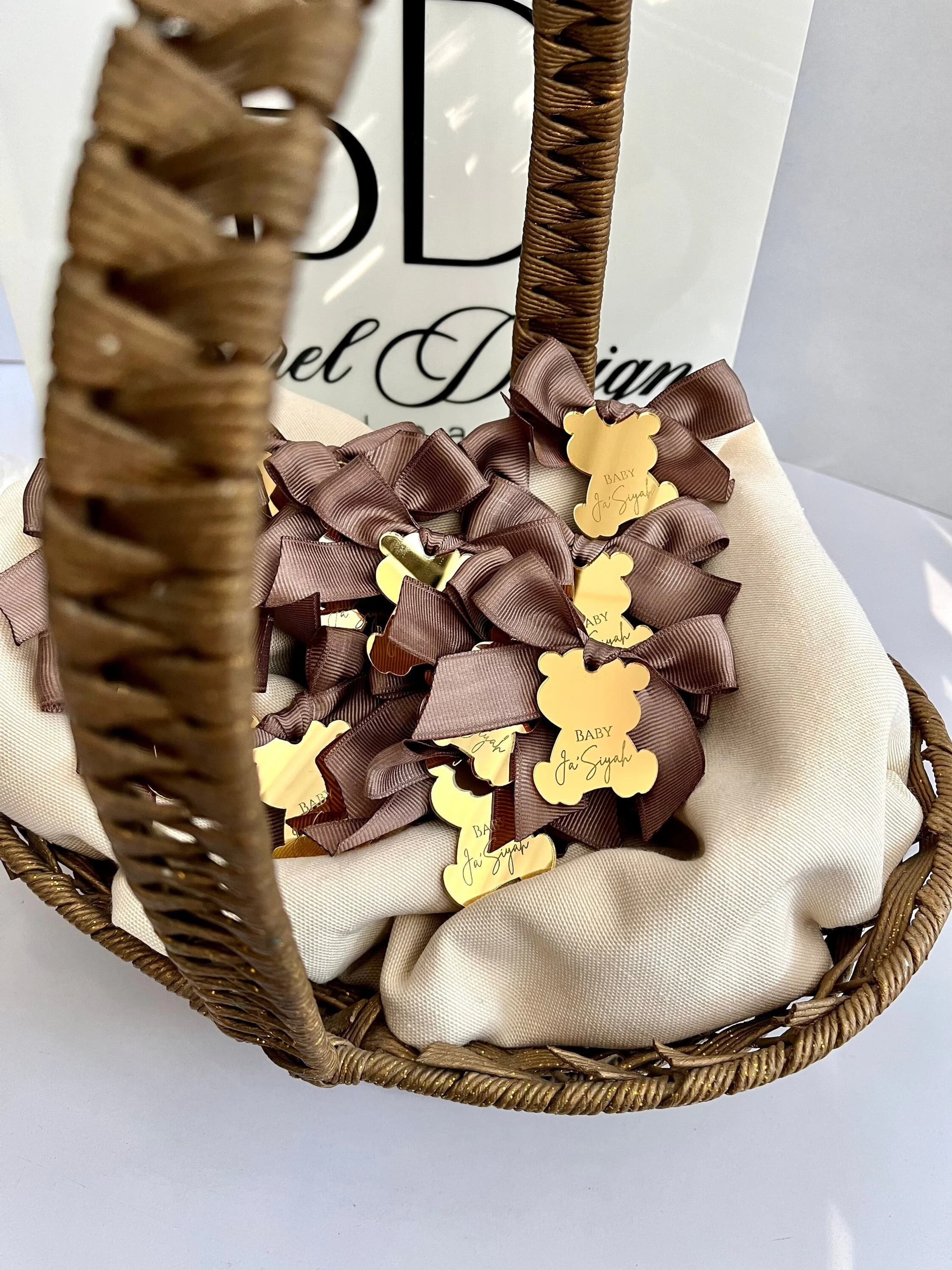 Brown Teddy Bear Acrylic Tag, Baby Shower Tag, Thank You Beary Much, Personalized Tag, Teddy Bear Party, Beary Birthday, We can Bearly Wait