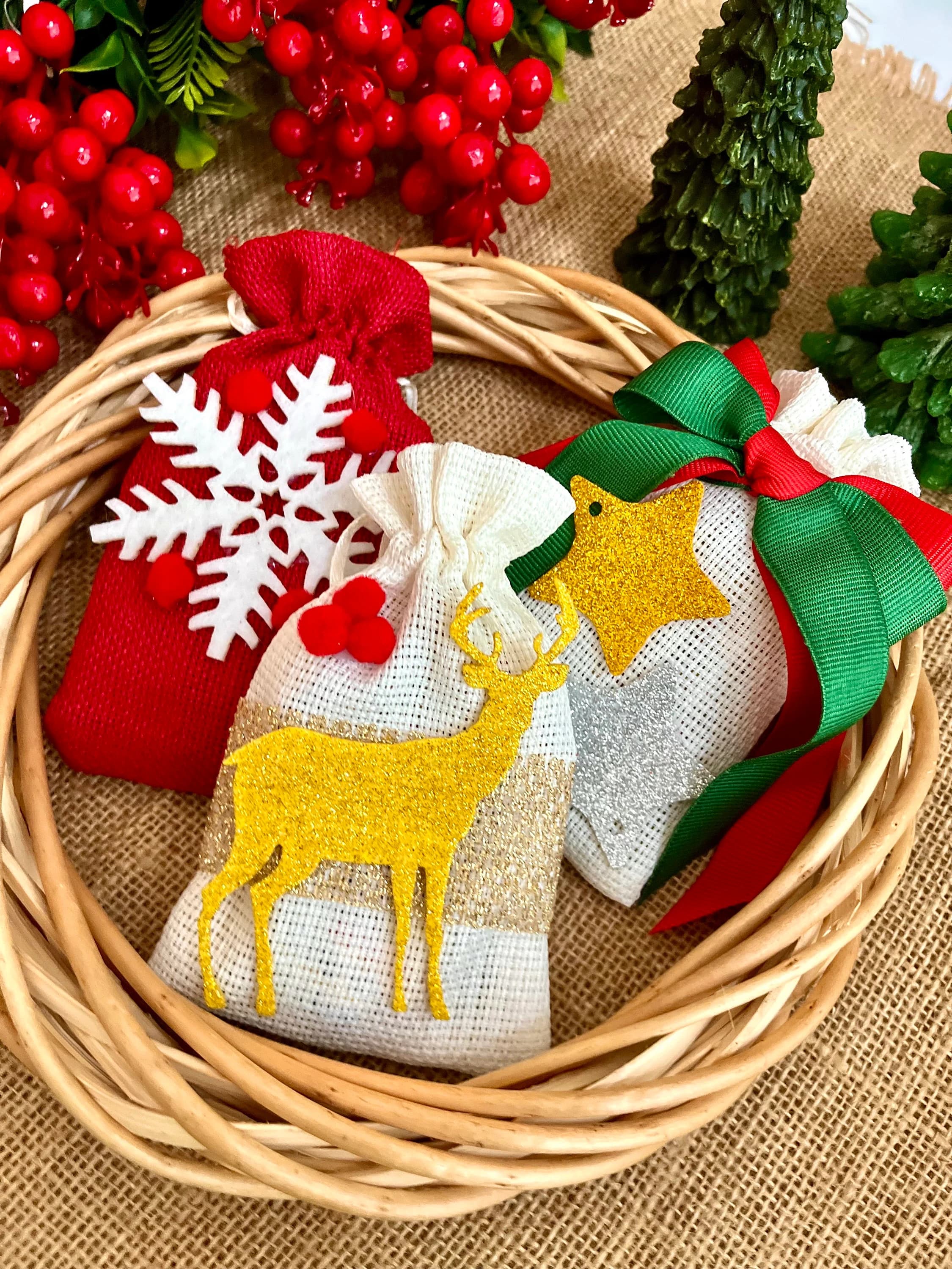Holiday Decor, Christmas Gift Bags, Xmas Sack, Christmas Decoration, Christmas Treat Bag, Merry Christmas Gift, Noel Gift Bag, Xmas Stocking