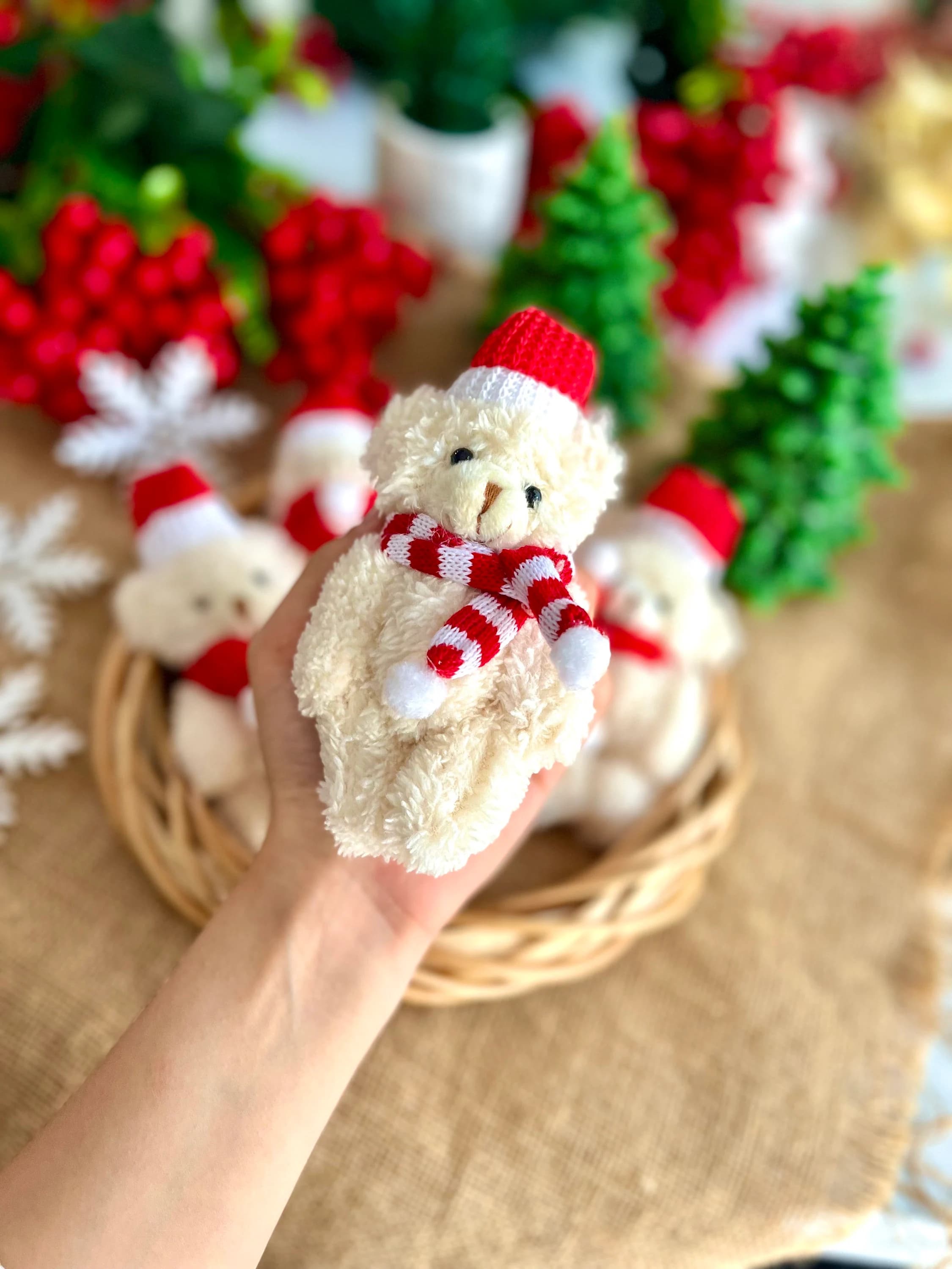 Merry Christmas Family Gifts, Friend Noel Gift Keychain, Plush Teddy Bear Keychain, Thank You Beary Much, Christmas Favor, Xmas Ornament