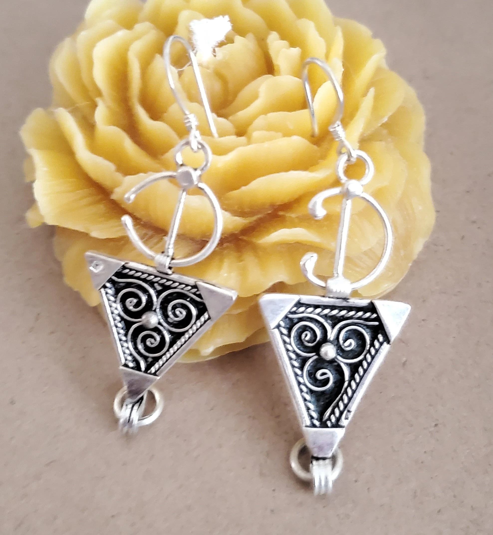 Moroccan Berber Sterling Silver Dangle Earrings: 925 Silver Jewelry - image 4