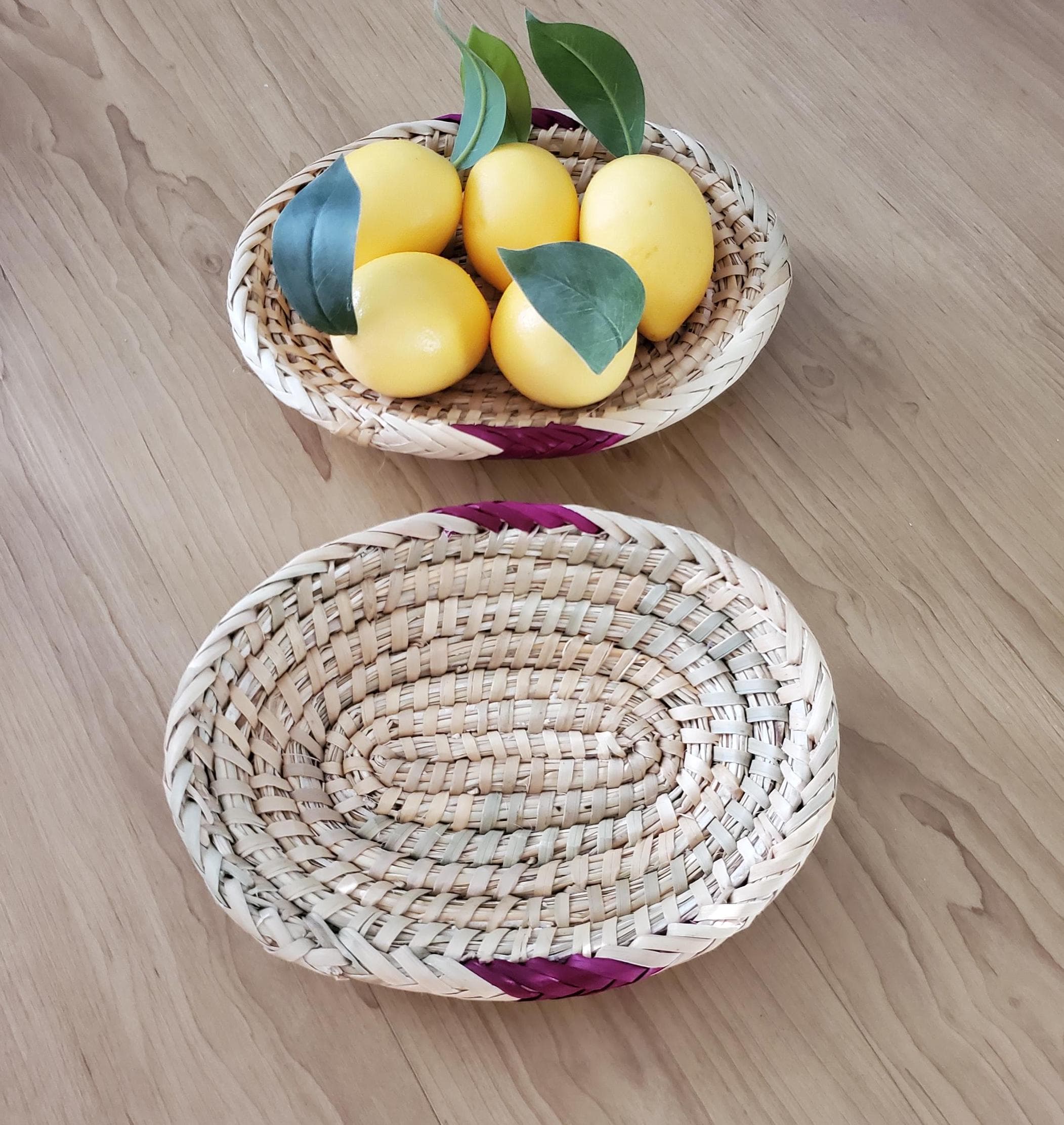 Ethiopian Handwoven Basket: Round Boho Wall Decor, Fruit Bowl - image 3