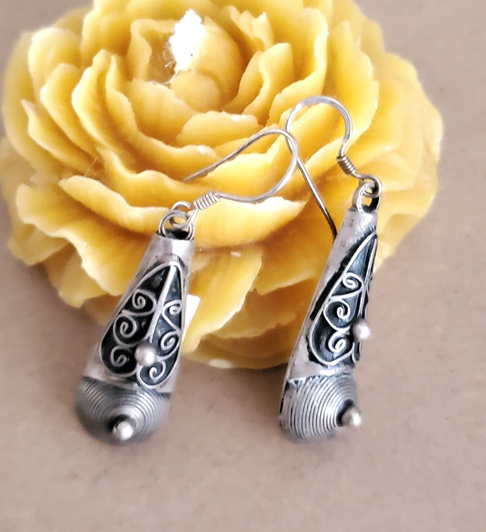 Moroccan Berber Sterling Silver Dangle Earrings: Ethnic Tribal Jewelry - image 5