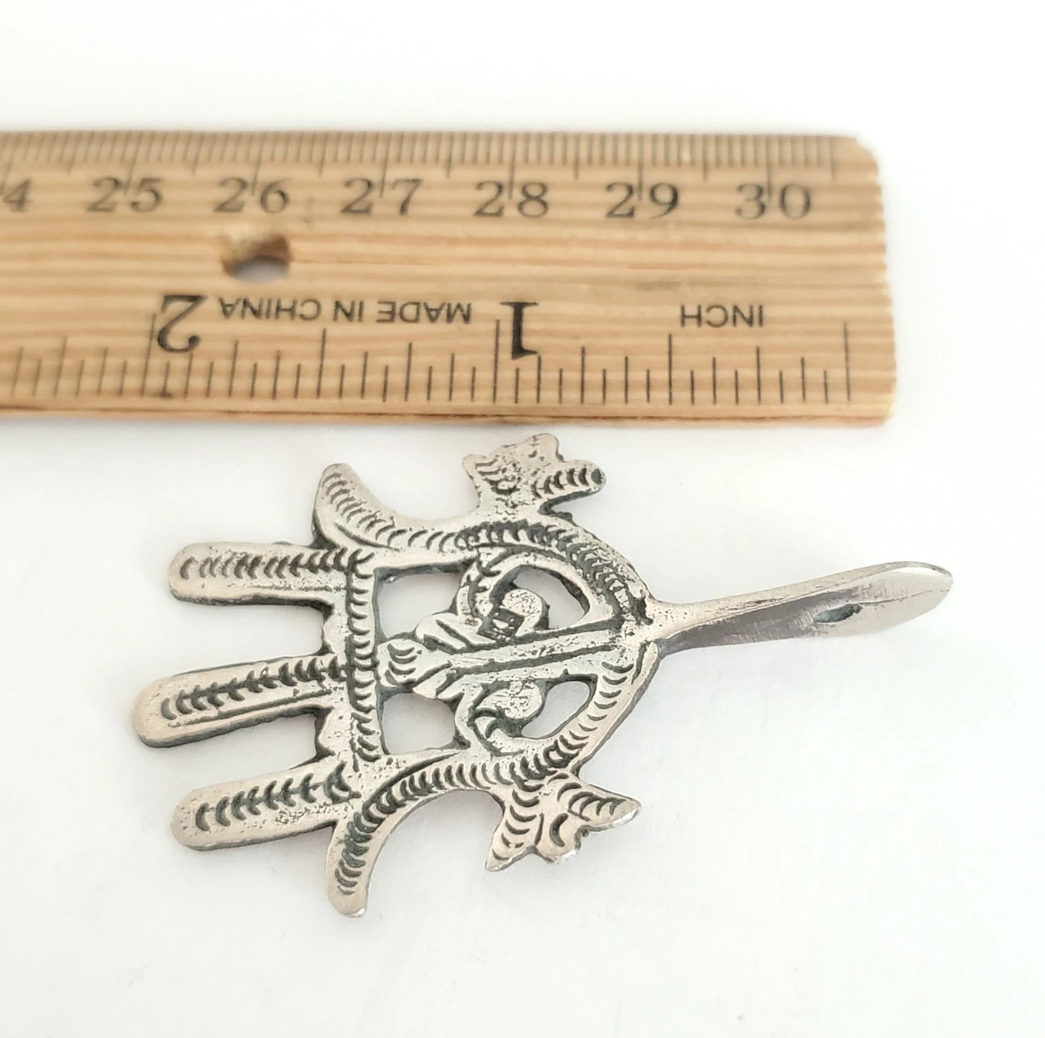 Moroccan Silver Hamsa Pendant: Berber Amulet Charm - image 4