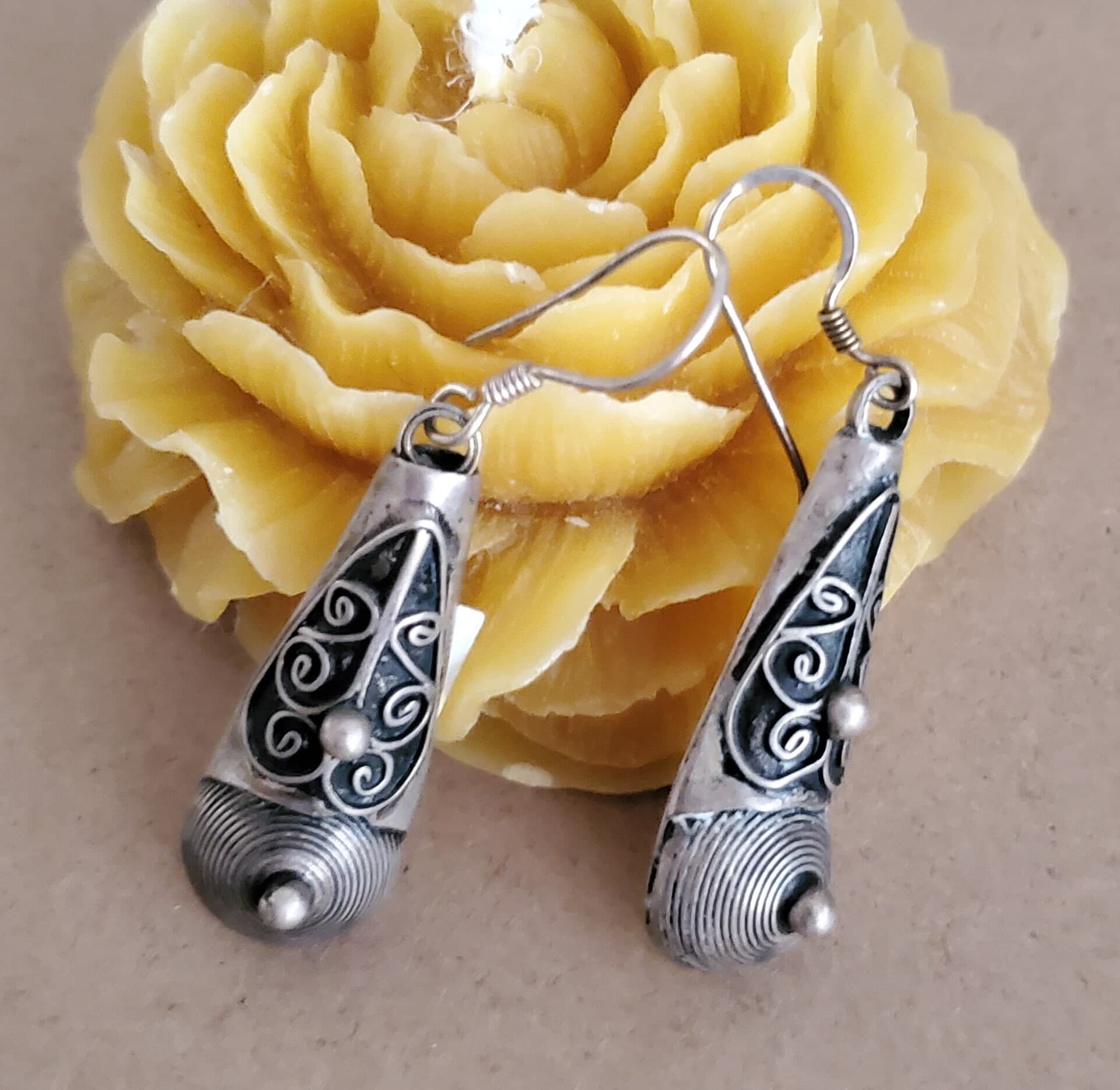 Moroccan Berber Sterling Silver Dangle Earrings: Ethnic Tribal Jewelry - image 4