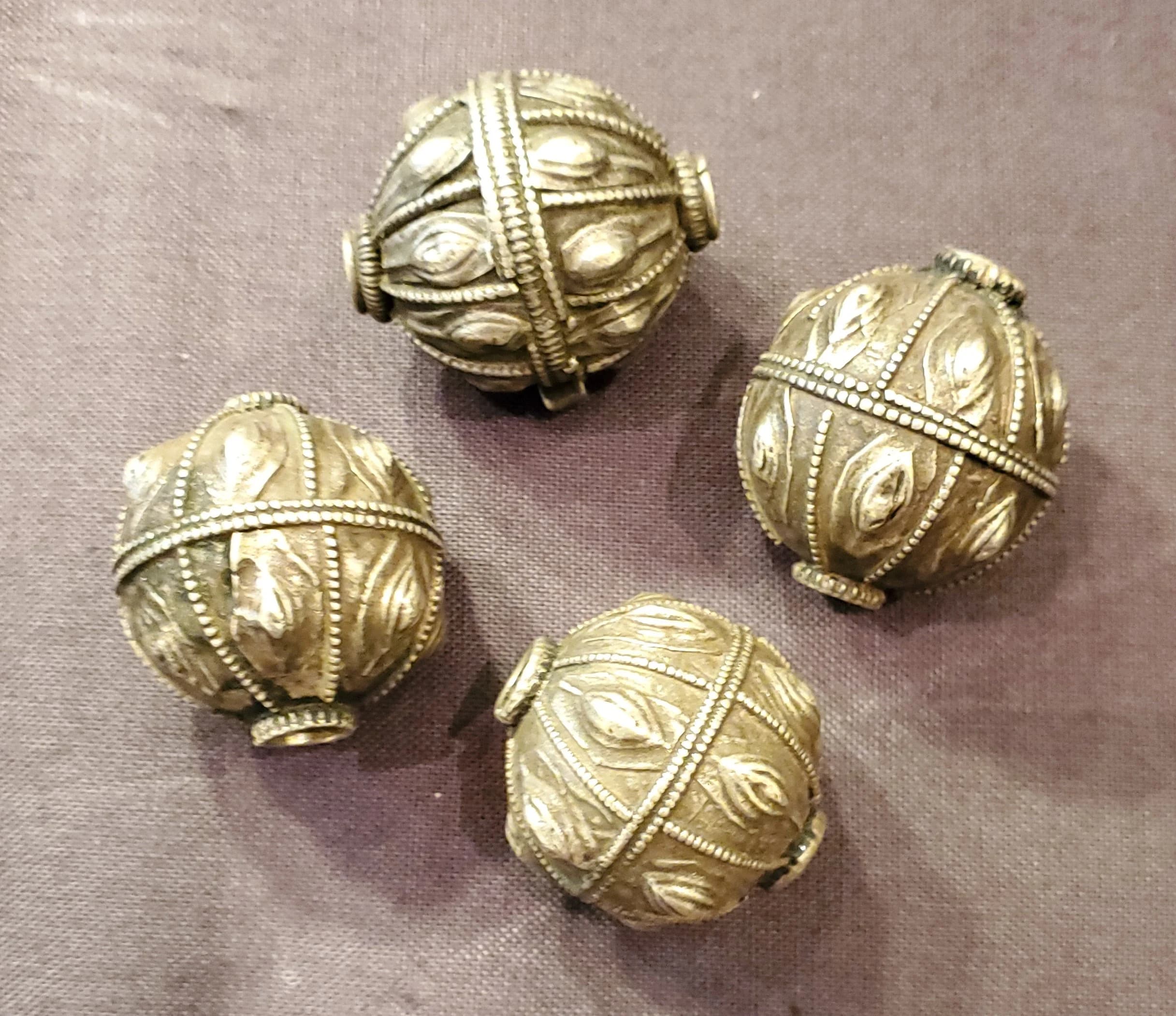 Vintage Yemen Silver Globe Beads: Bedouin Tribal Jewelry Supplies - image 4
