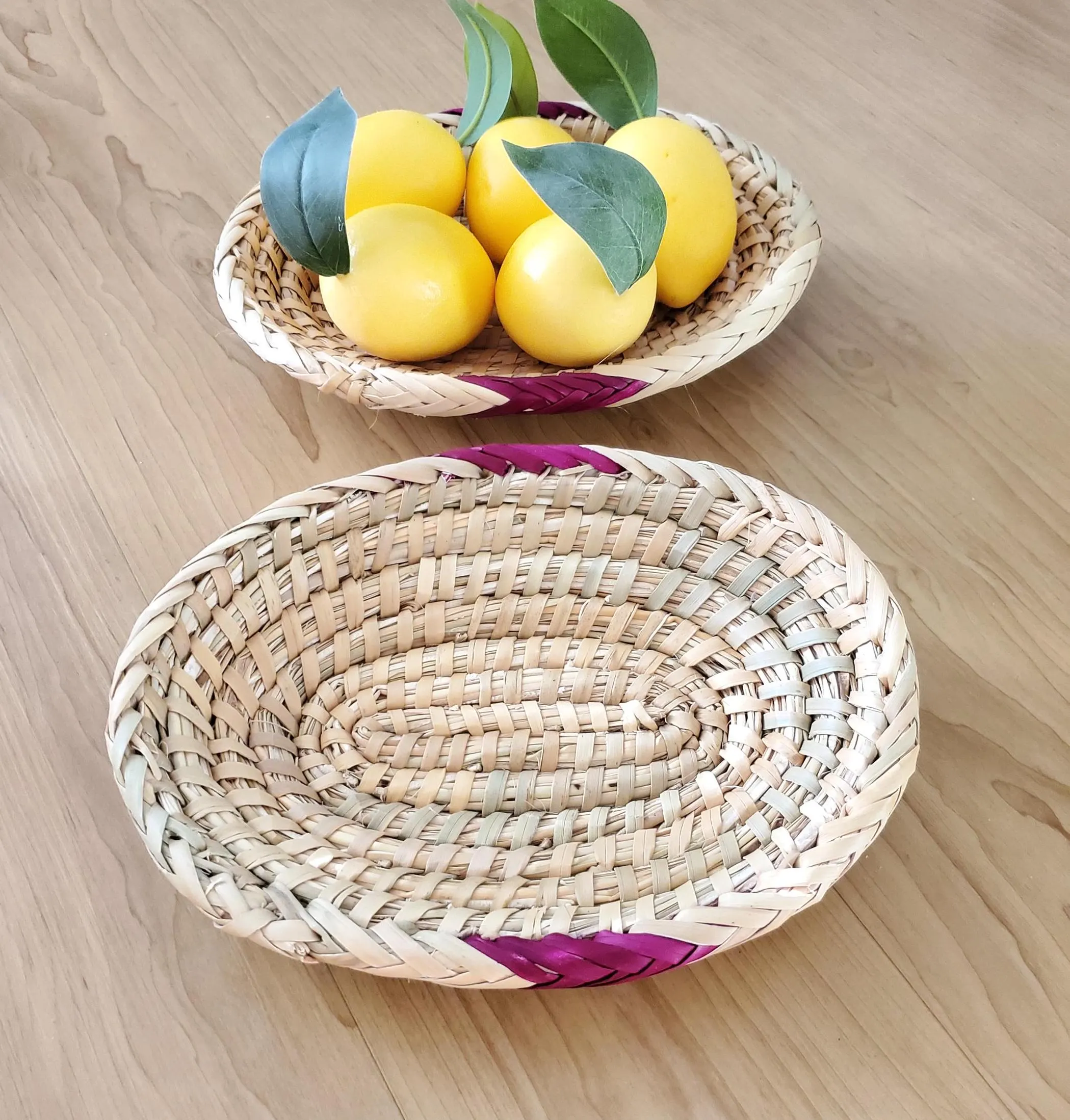 Ethiopian Handwoven Basket: Round Boho Wall Decor, Fruit Bowl - image 4