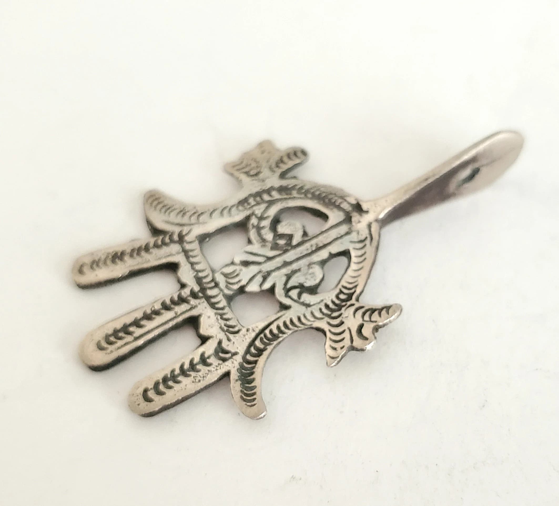 Moroccan Silver Hamsa Pendant: Berber Amulet Charm - image 5