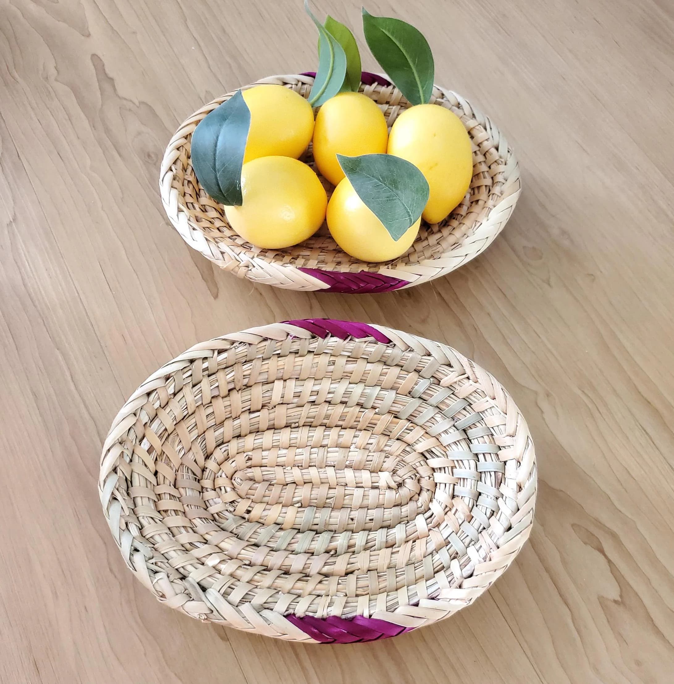 Ethiopian Handwoven Basket: Round Boho Wall Decor, Fruit Bowl - image 5
