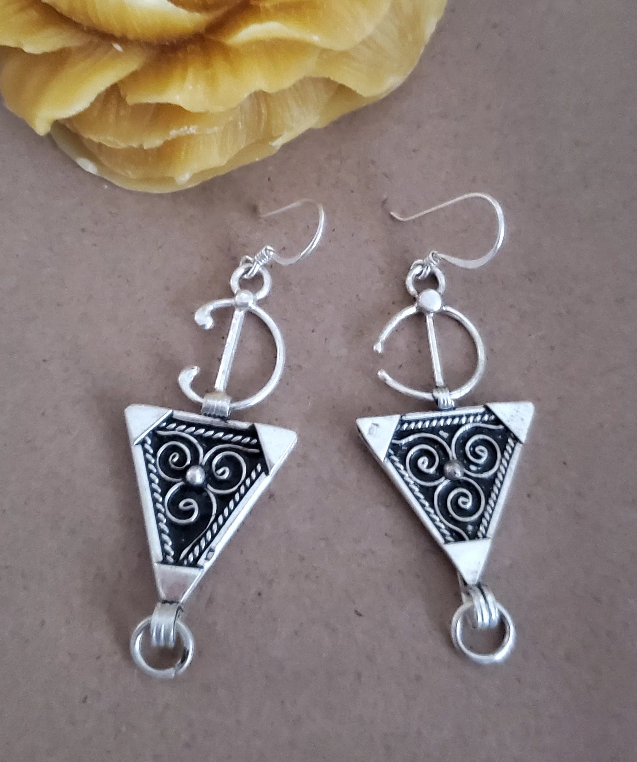 Moroccan Berber Sterling Silver Dangle Earrings: 925 Silver Jewelry - image 5