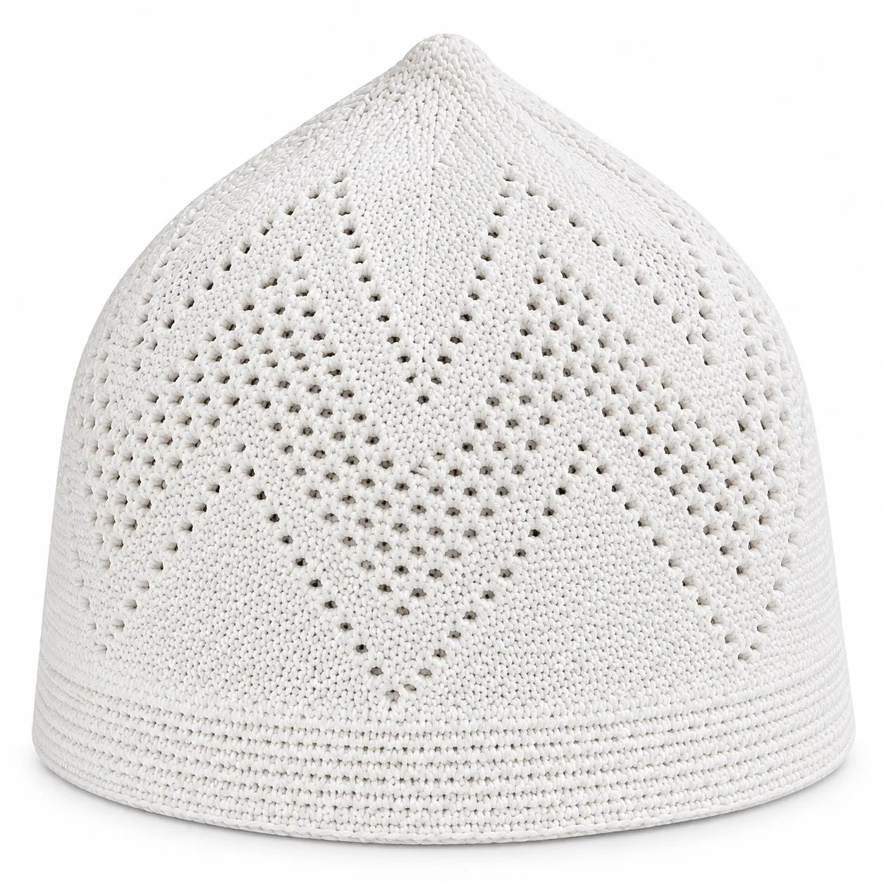 White Kufi Hat – Muslim Prayer Cap Knit, ( Skull Caps) Topi - image 2