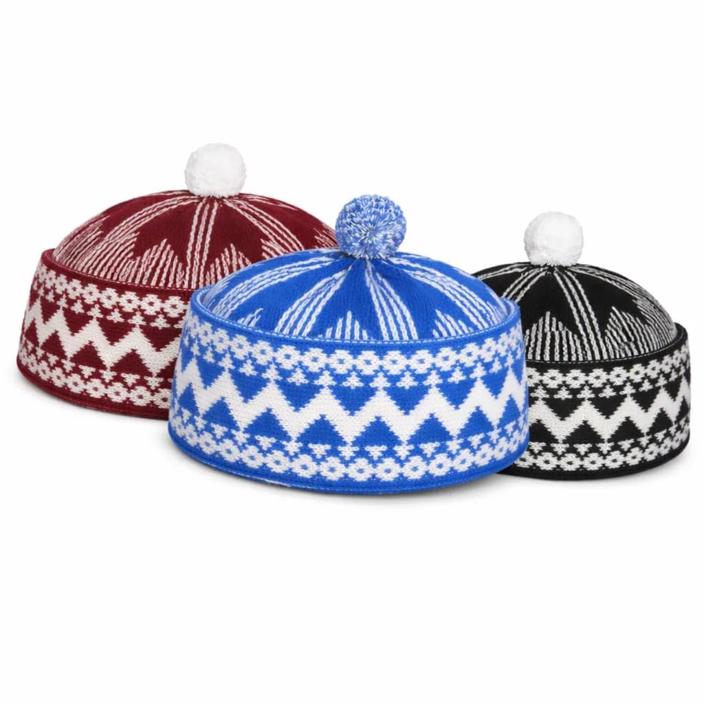 Kufi Hat Set of 3 | Blue Maroon Black | Muslim Skullcap | Crochet Kufi | Taqiyah Topi Prayer Cap