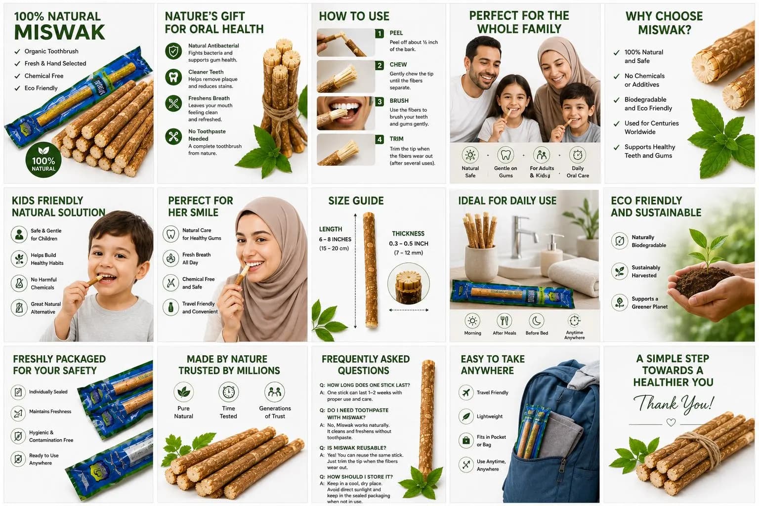 3 Pcs Natural Organic Miswak, Traditional Sewak Toothbrush Stick, Halal Sunnah Islamic Gift, Chemical Fluoride Free Oral Care, Fresh Breath - image 4