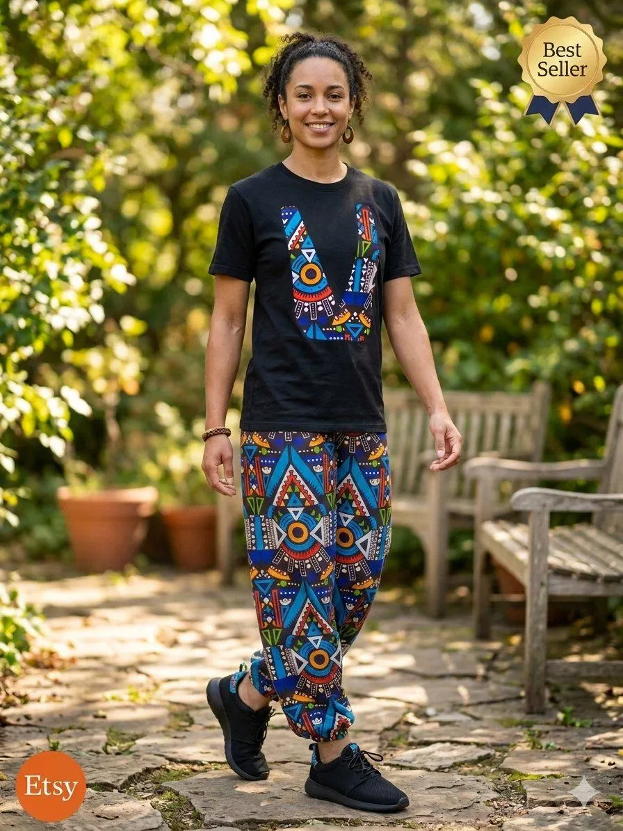 African Print Clothing Set Mens Tribal T Shirt Pants Matching Traditional Geometric Pattern Boho Streetwear 2 Piece Outfit Cultural Festival