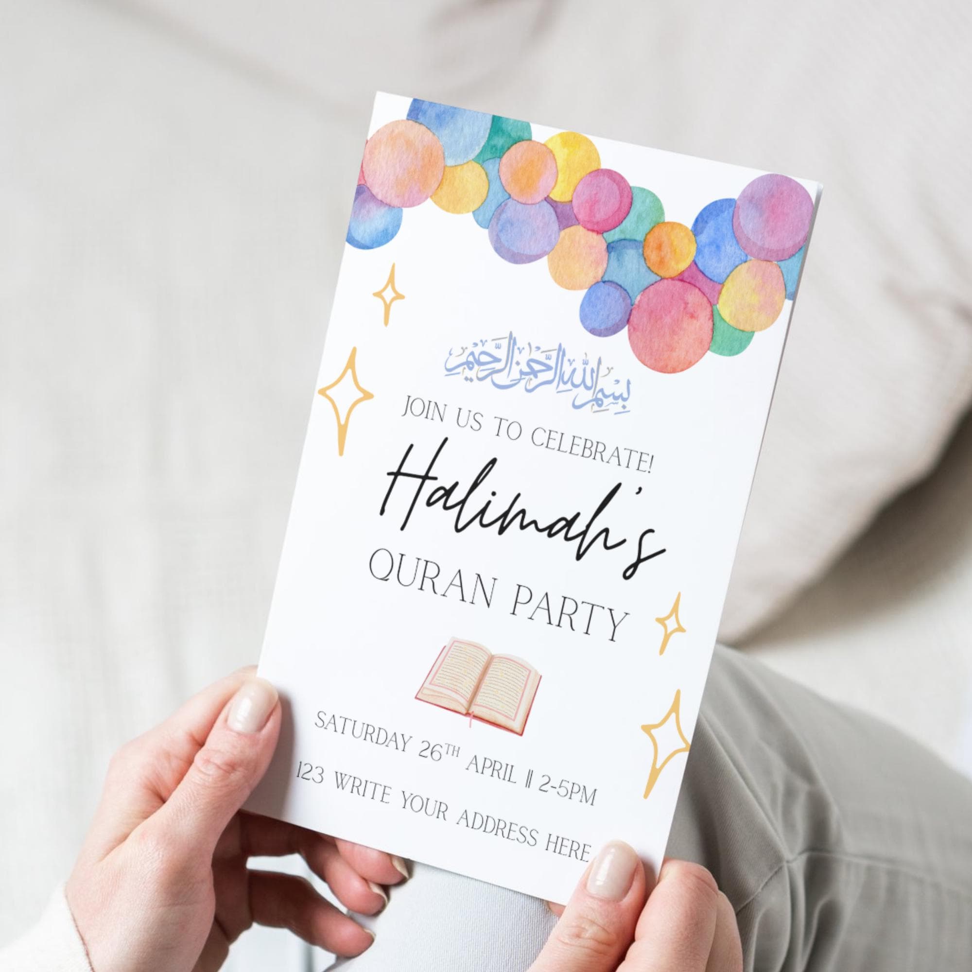 Quran Party Invitation: Islamic Celebration, Editable Print (PDF) - image 3