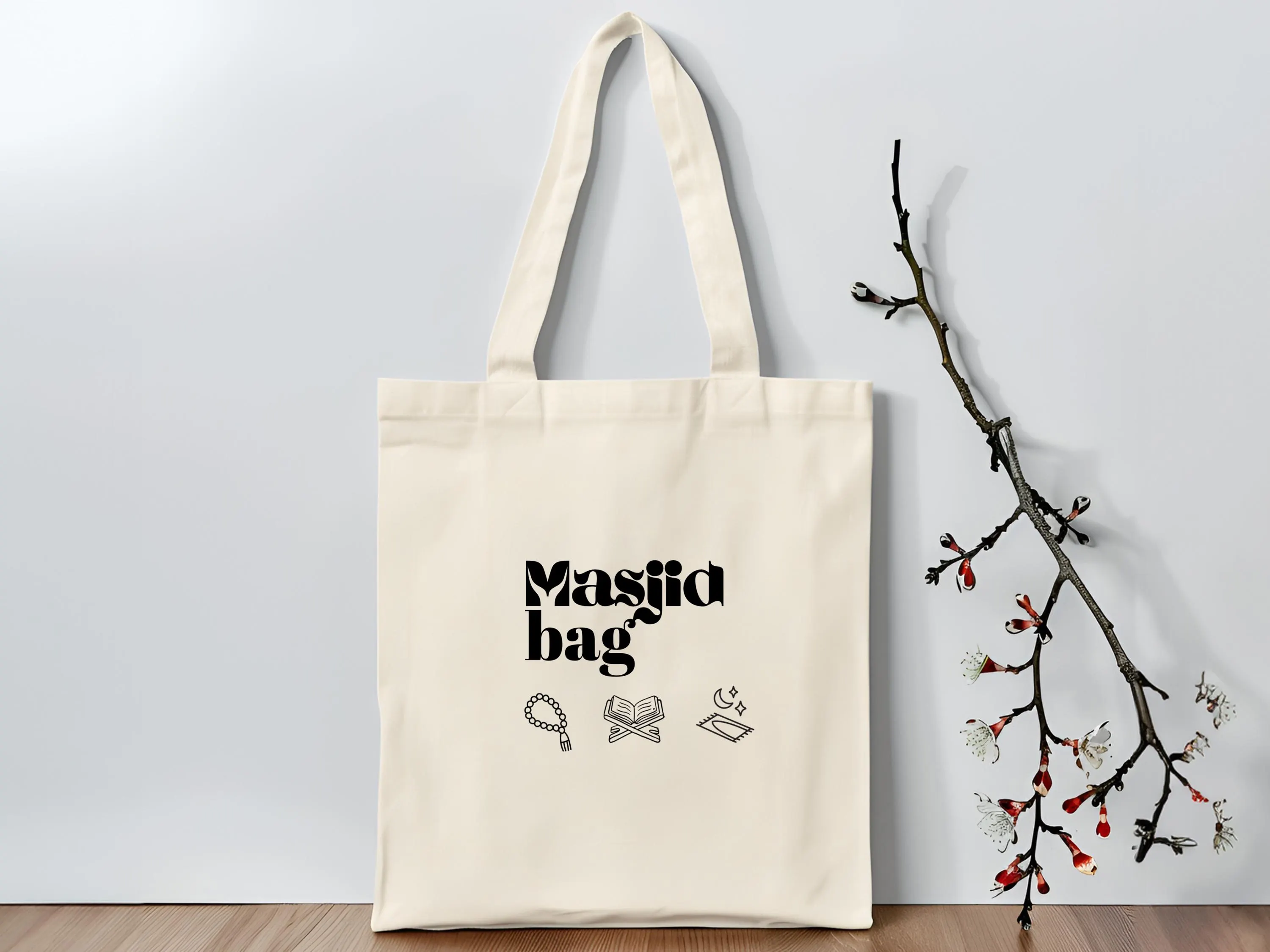 Masjid Tasche aus Baumwolle mit Icons (Tasbih, Koran, Gebetsteppich) - image 4