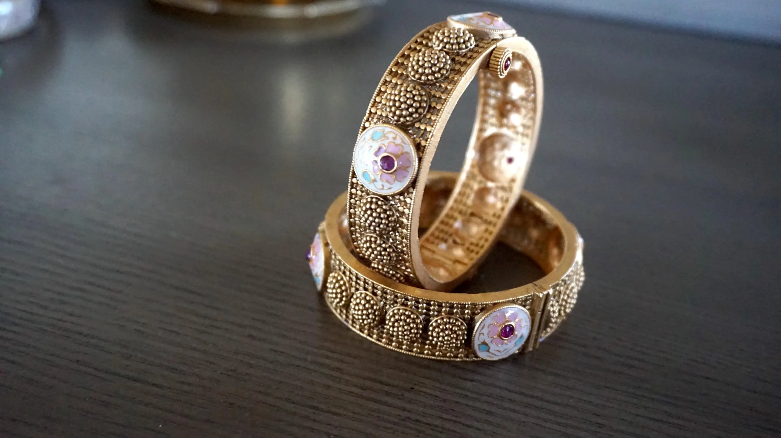 Openable bangles, Meenakari bangles, Antique bangles, Antique kada, Openable kada, Gold plated bangles, Matte gold bangles, 2.4 size bangles - image 4