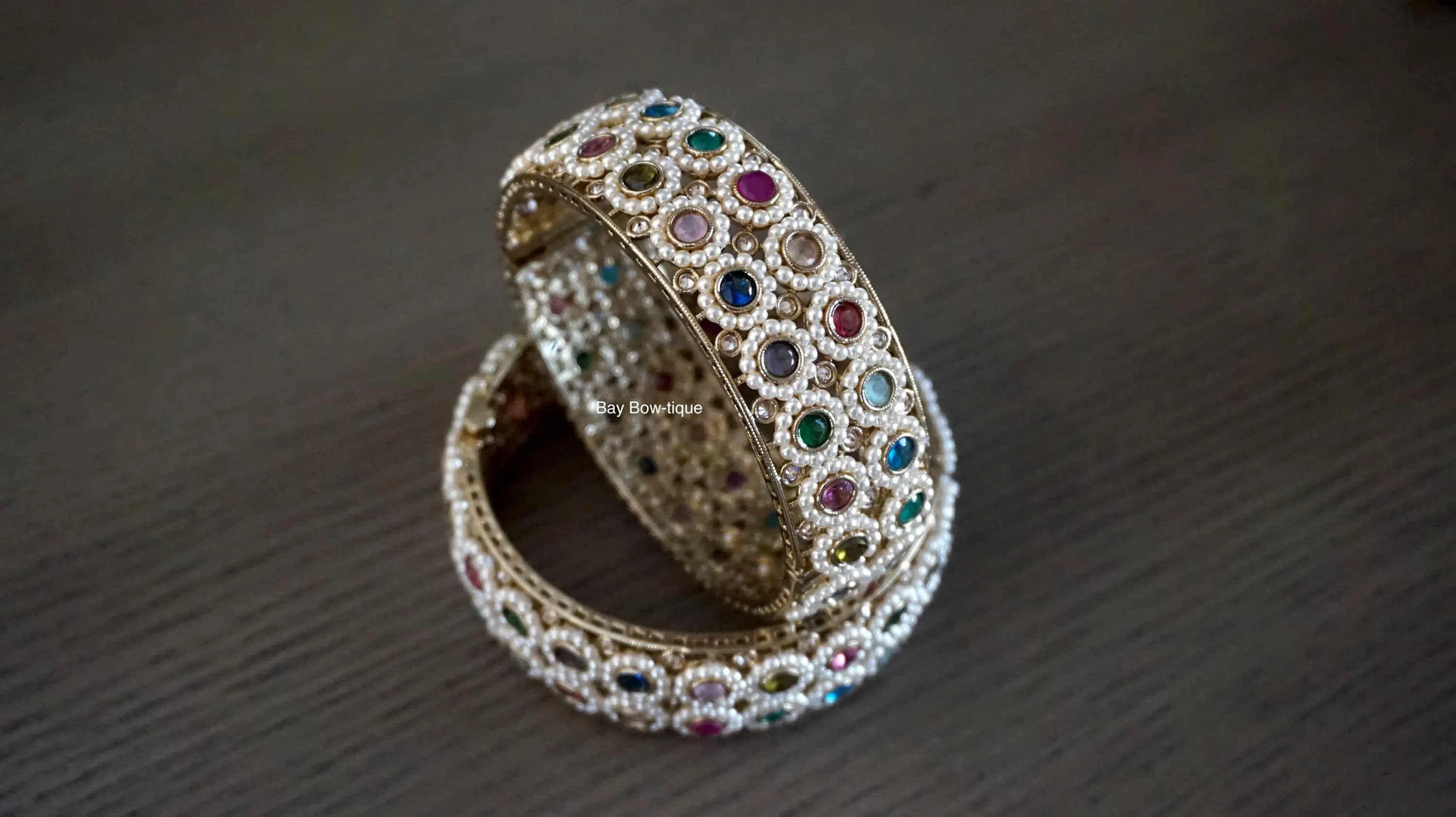 Openable Bangles, Openable kada, Multicolor kada, Pearl bangles, Wide bangles, Indian jewelry, Mehendi plating kada, Antique bangles - image 4