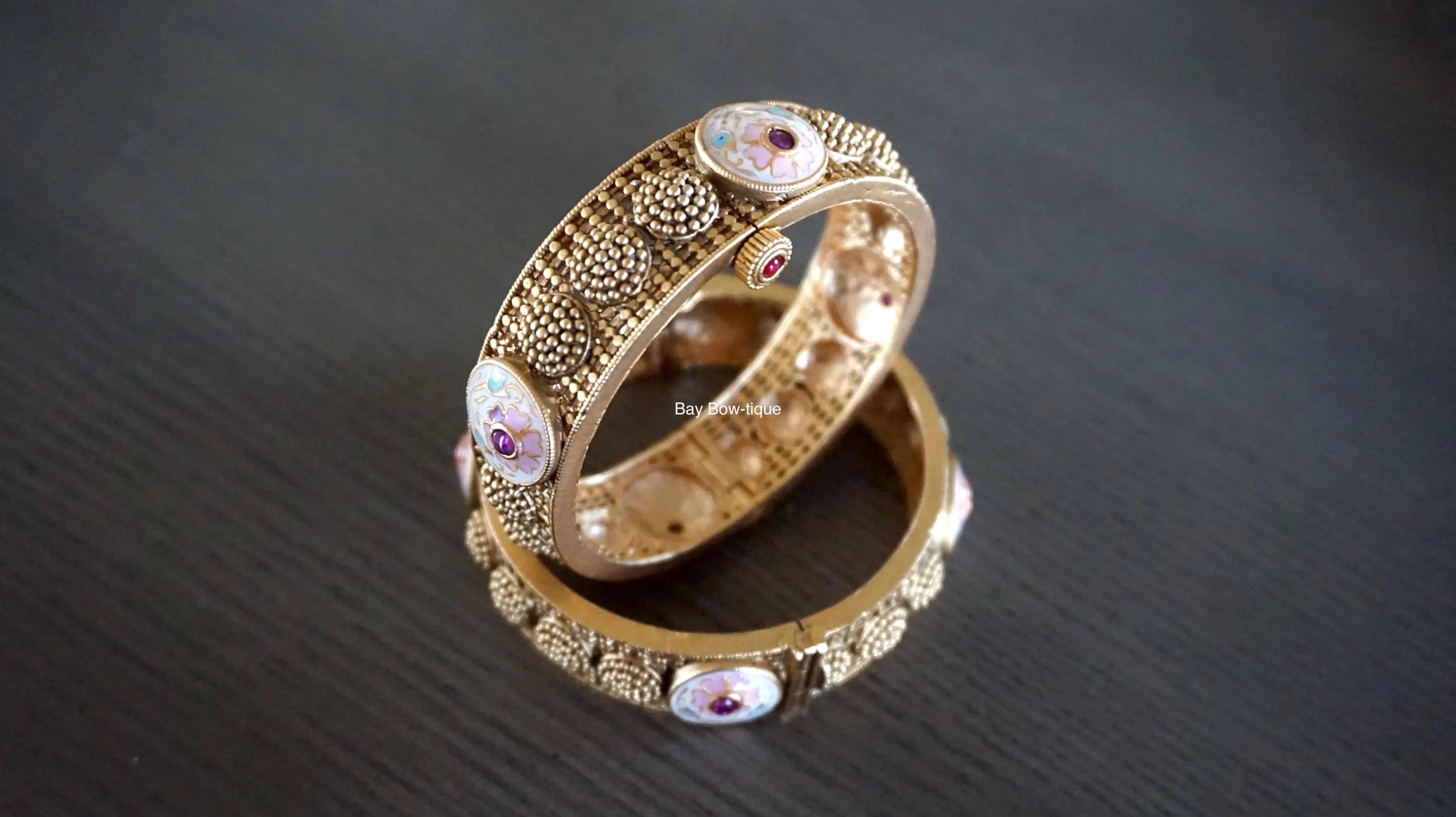 Openable bangles, Meenakari bangles, Antique bangles, Antique kada, Openable kada, Gold plated bangles, Matte gold bangles, 2.4 size bangles - image 3