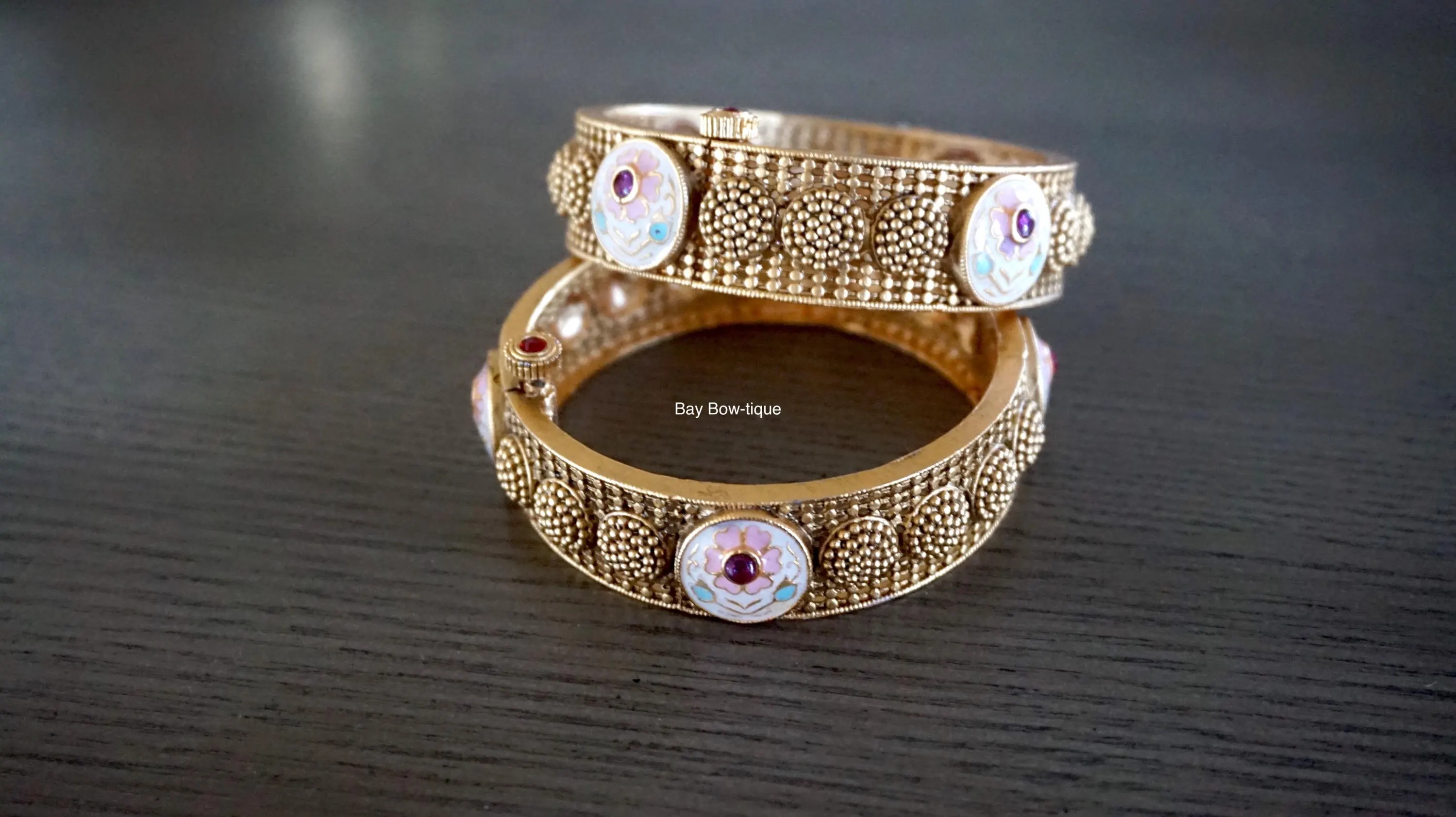 Openable bangles, Meenakari bangles, Antique bangles, Antique kada, Openable kada, Gold plated bangles, Matte gold bangles, 2.4 size bangles - image 2