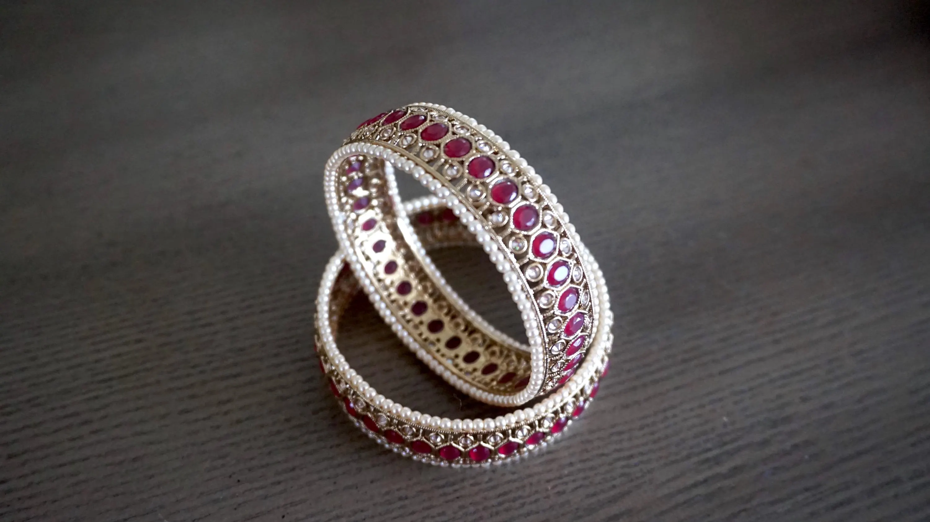 Antique bangles, AD stone bangles, Mehendi plating bangles, Ruby bangles, Indian jewelry, Pearl bangles, Antique kada, Ruby kada - image 2