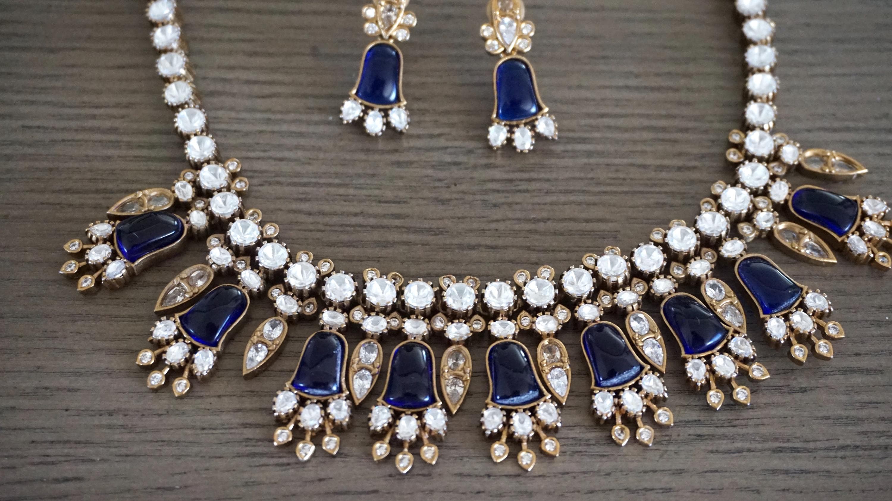 Kundan Necklace, Classic Necklace, Blue necklace, Antique necklace, Indian jewelry, Statement necklace, Elegant jewelry, Navy blue necklace - image 4