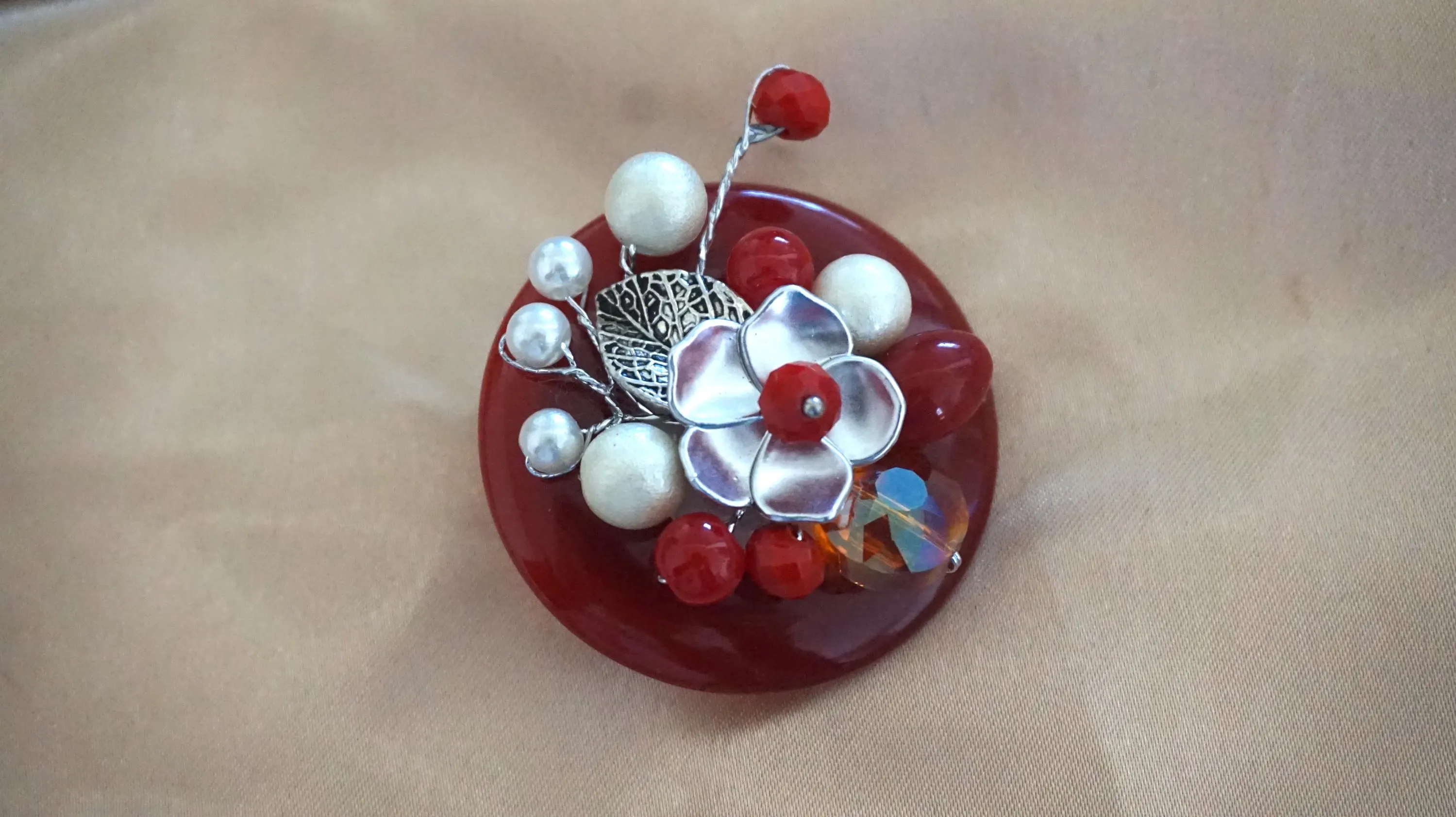 Brooches / Beads brooches / brooches and pins / Hijab pin / Saree pin / Gift for her / Gifts for women / Crystal beads brooches / Red brooch - image 5