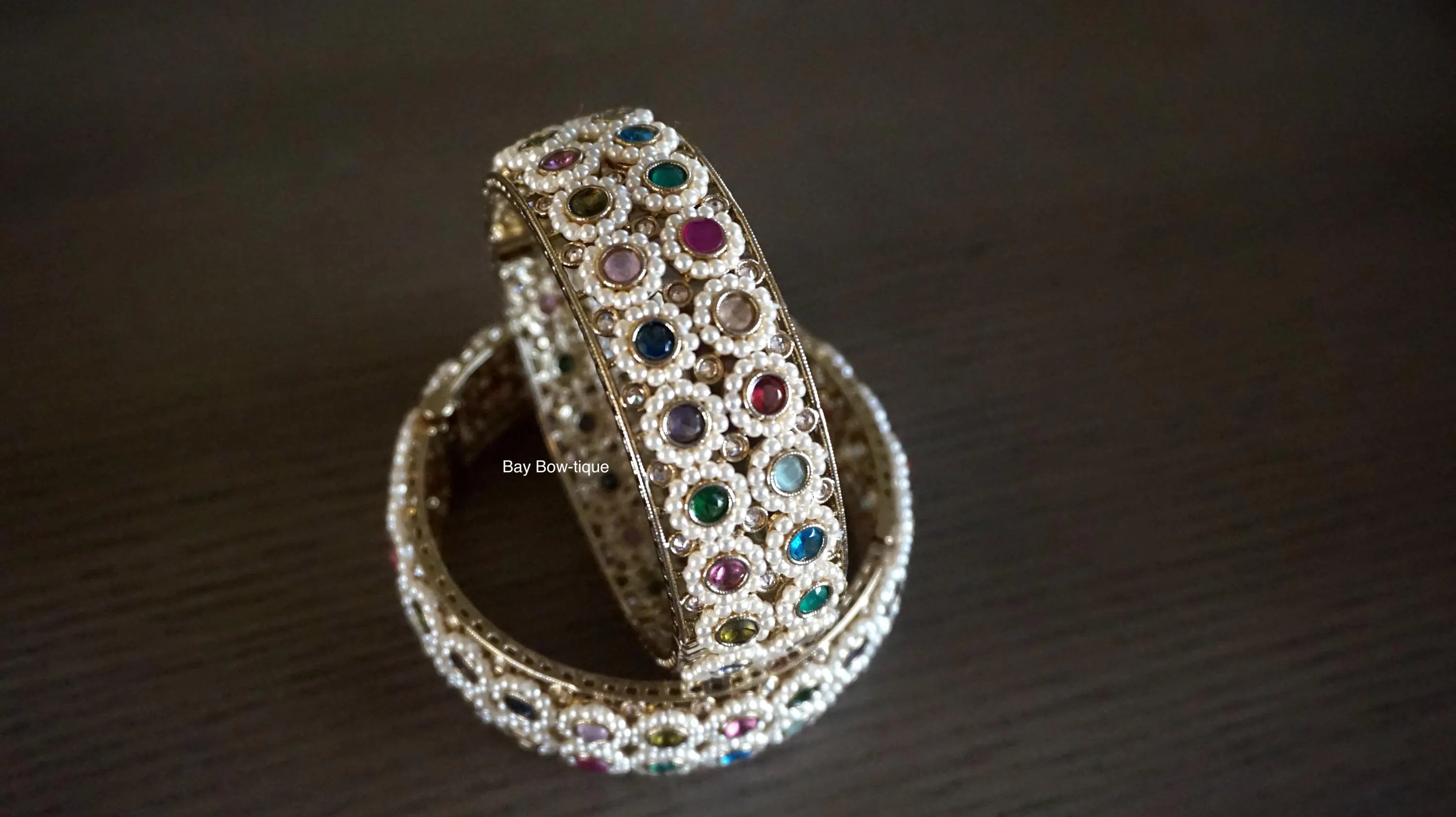 Openable Bangles, Openable kada, Multicolor kada, Pearl bangles, Wide bangles, Indian jewelry, Mehendi plating kada, Antique bangles - image 5