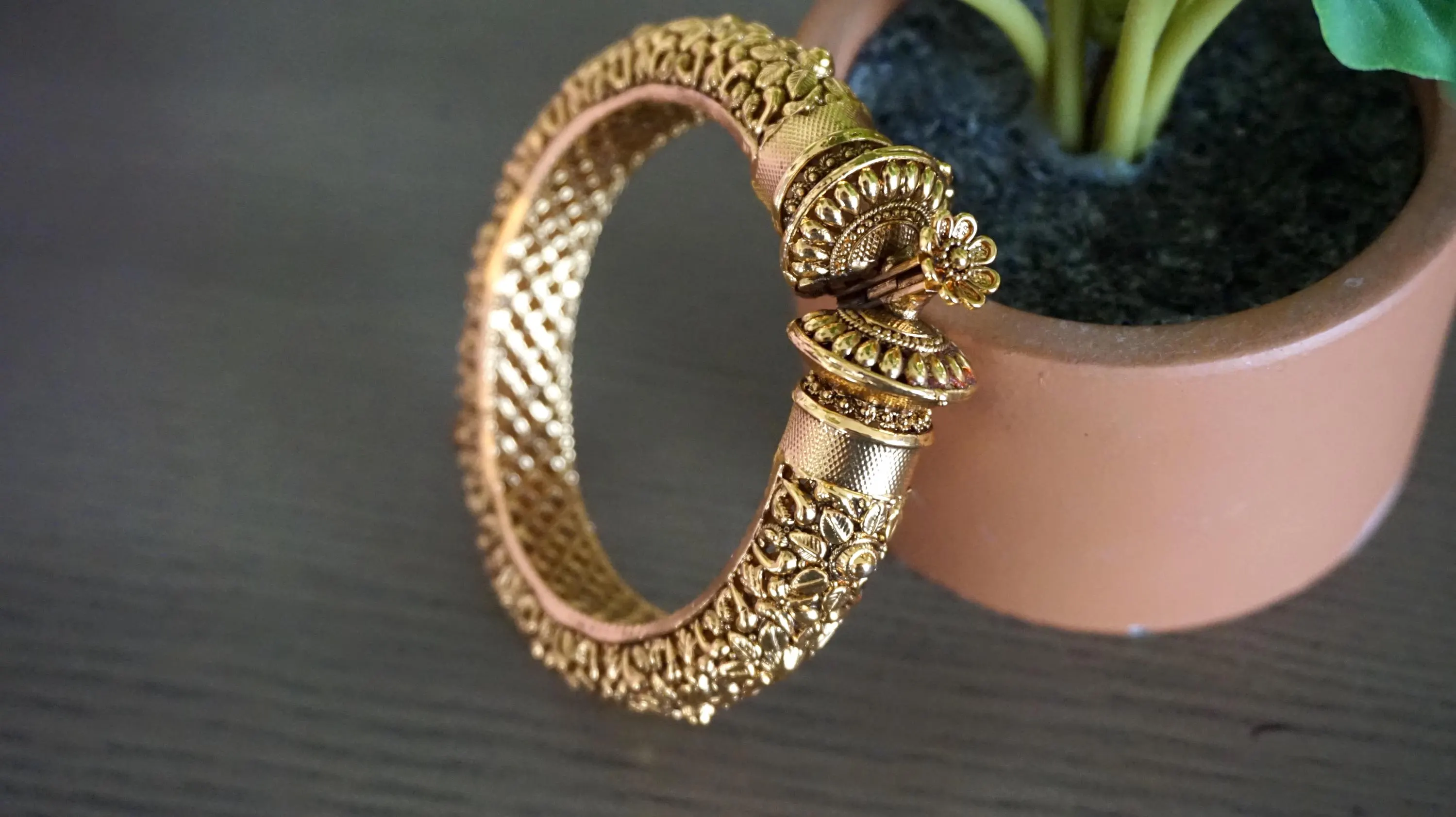 Gold plated bangles / Antique kada / Golden bangles / Gift for her / Indian kada / Gifts for women / Indian jewelry / Matte gold bangles - image 4