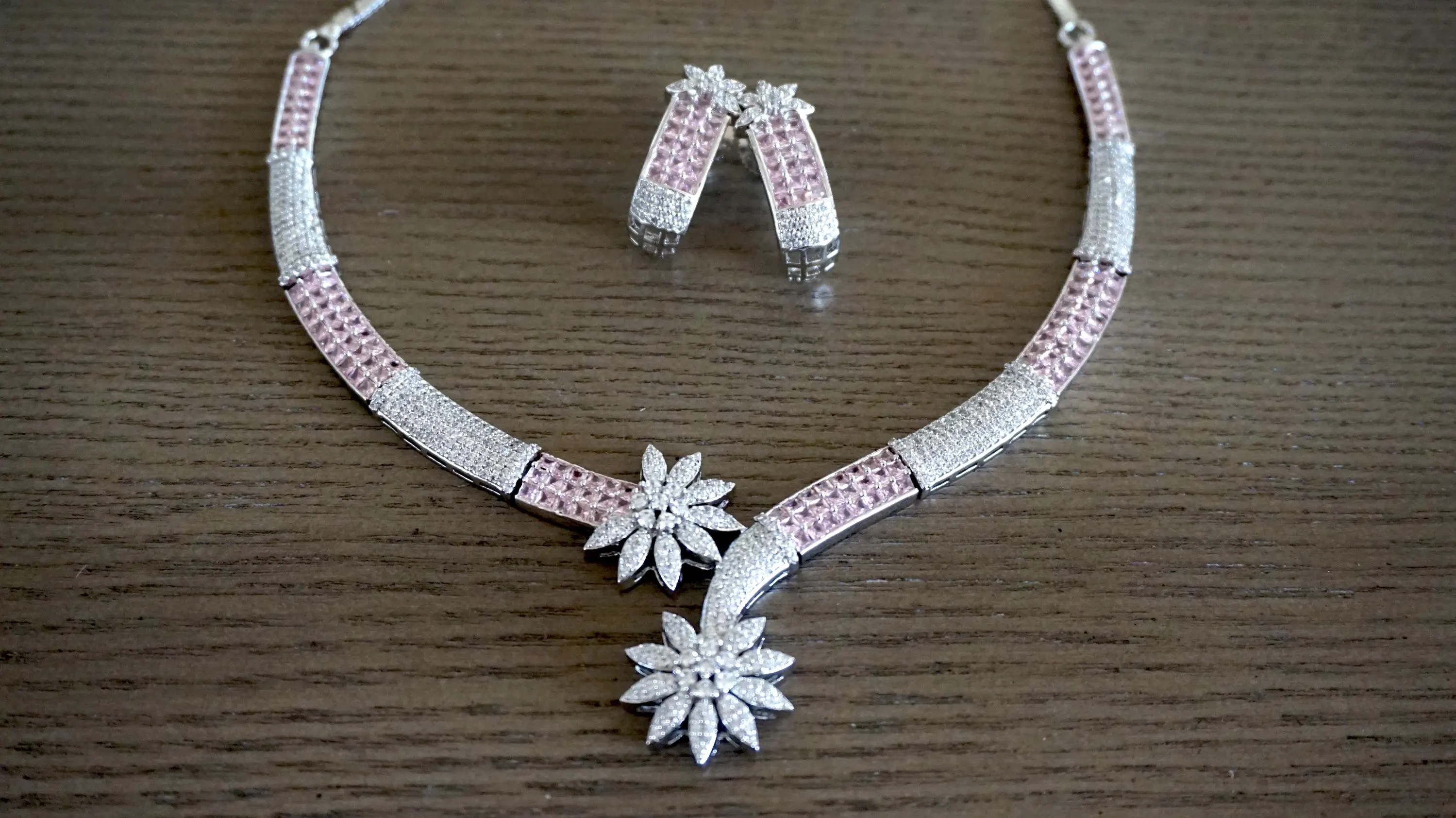 Cubic Zirconia necklace / cz necklace / American diamond necklace / Wedding necklace / Bridal jewelry / Elegant necklace / Pink necklace - image 5