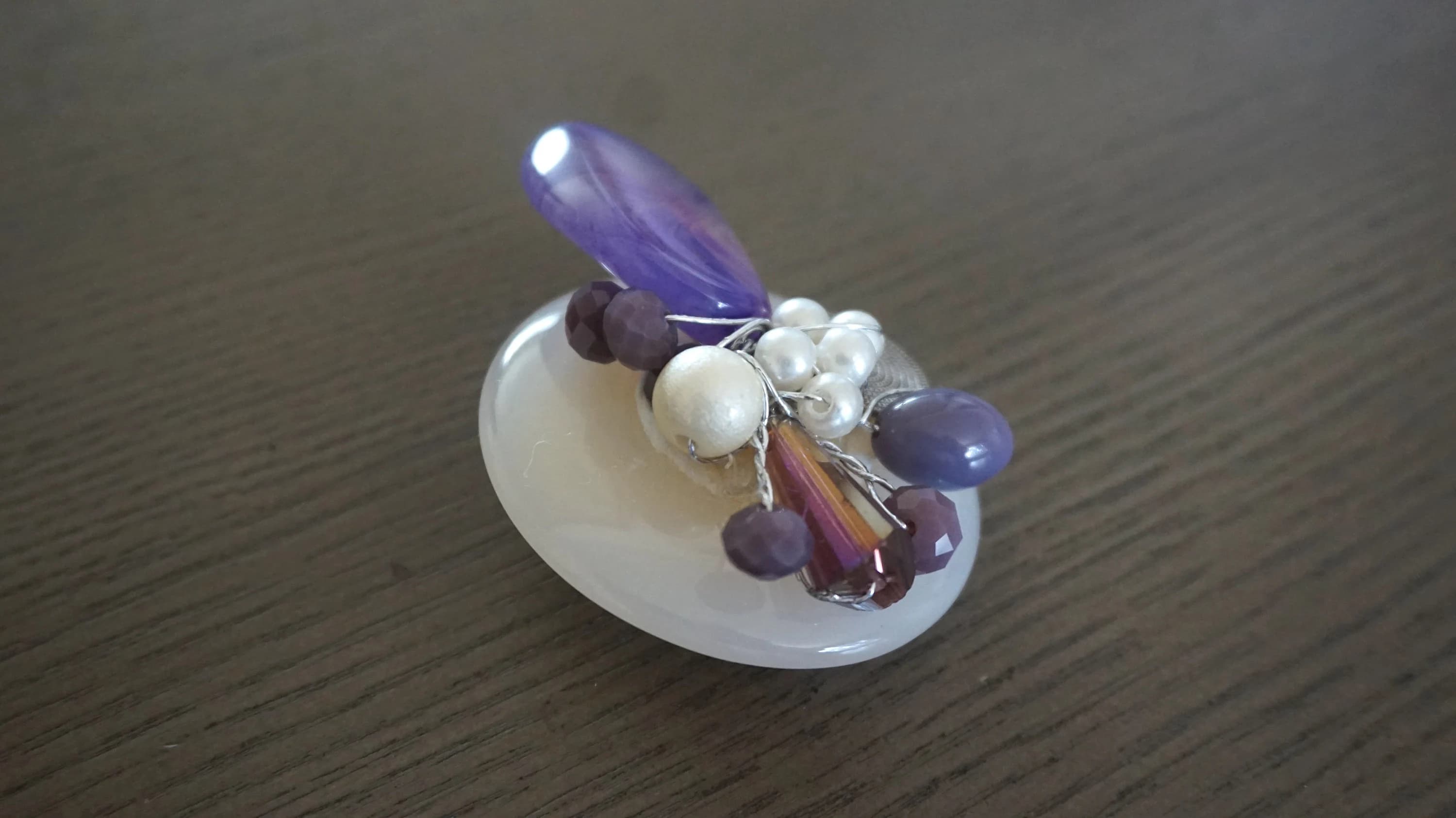 Brooches / Beads brooches / brooches and pins / Hijab pin / Saree pin / Gift for her / Gifts for women / Purple brooches / White brooches - image 5