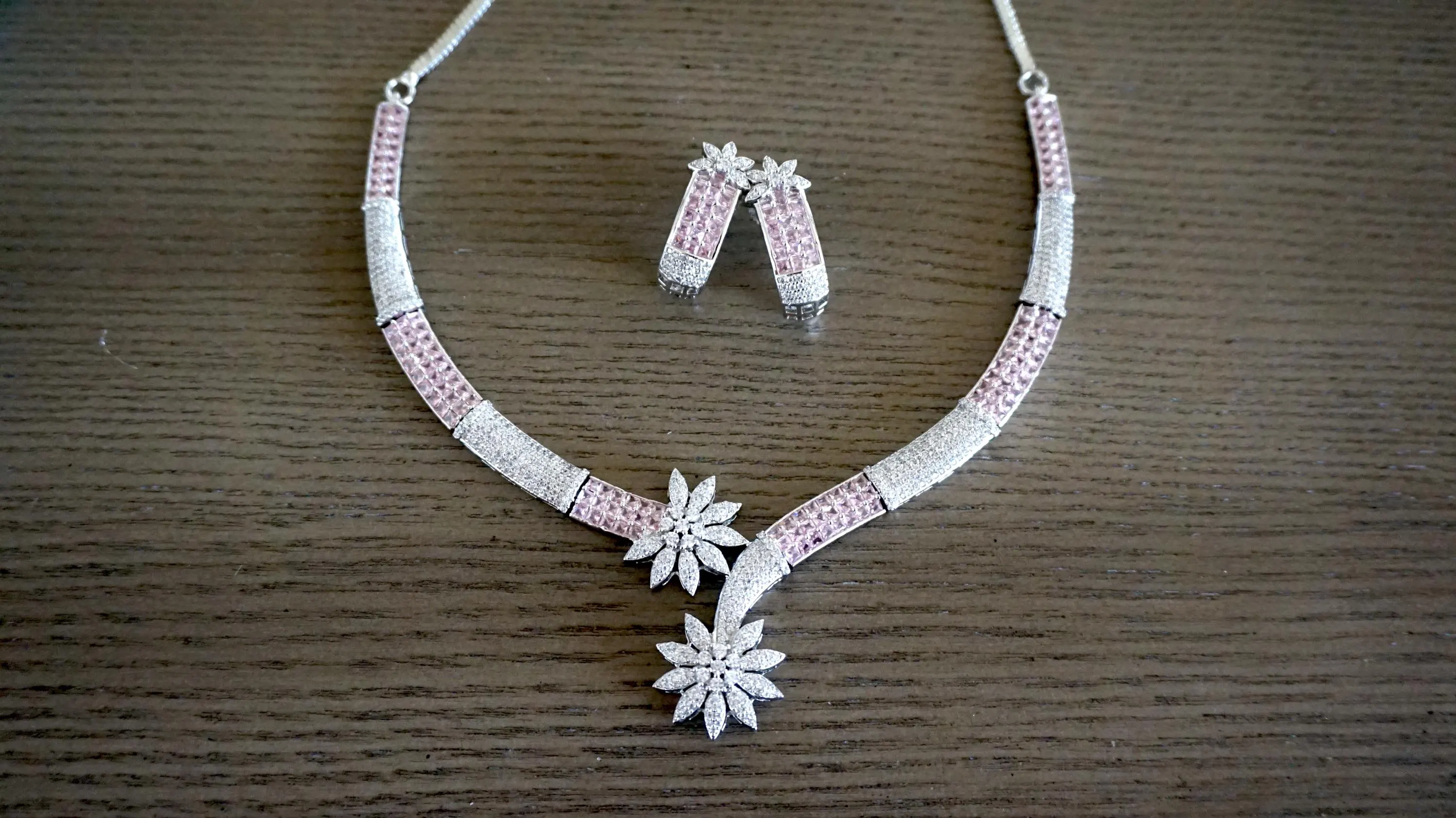 Cubic Zirconia necklace / cz necklace / American diamond necklace / Wedding necklace / Bridal jewelry / Elegant necklace / Pink necklace - image 4