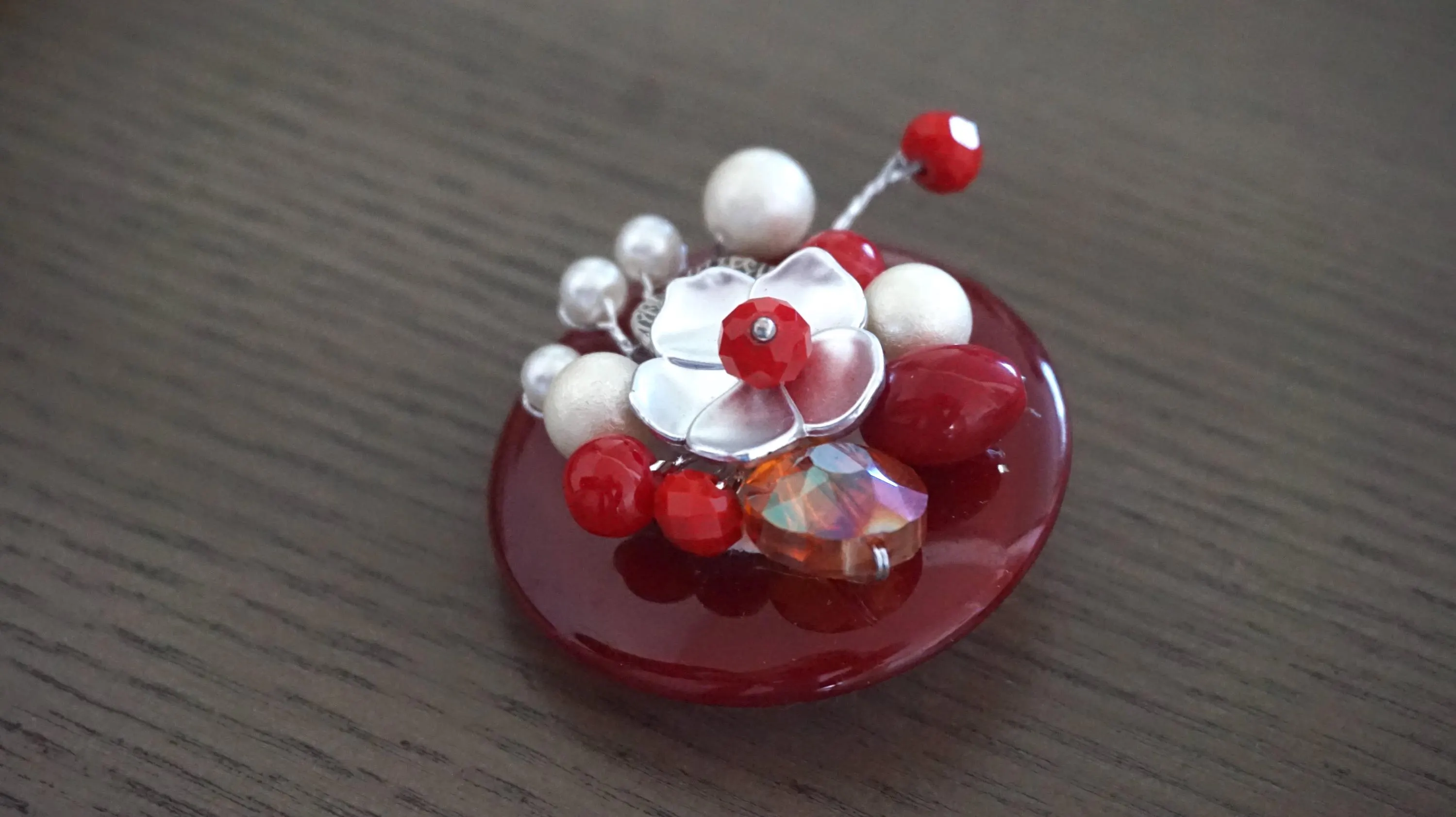 Brooches / Beads brooches / brooches and pins / Hijab pin / Saree pin / Gift for her / Gifts for women / Crystal beads brooches / Red brooch - image 3