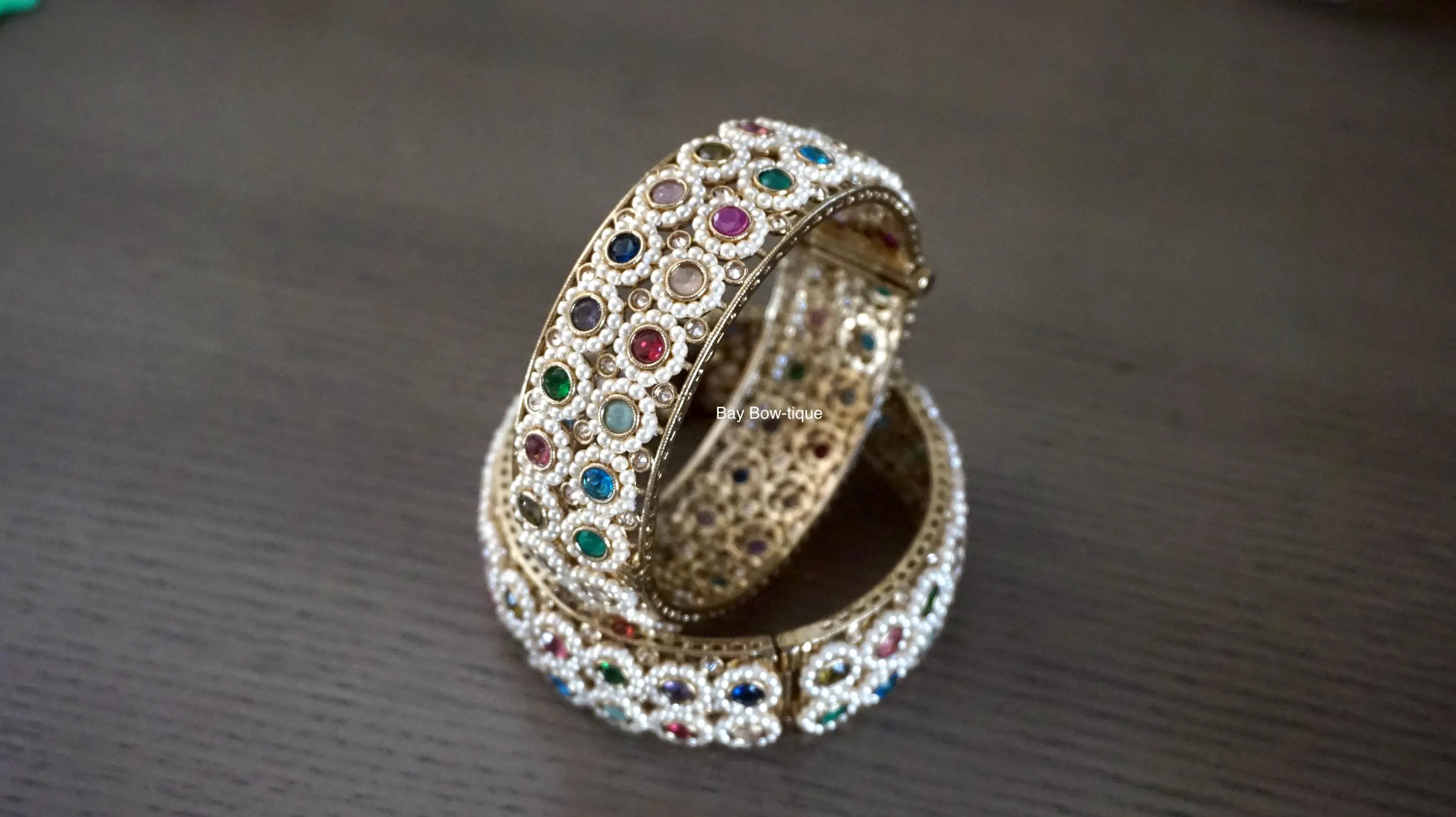 Openable Bangles, Openable kada, Multicolor kada, Pearl bangles, Wide bangles, Indian jewelry, Mehendi plating kada, Antique bangles - image 2