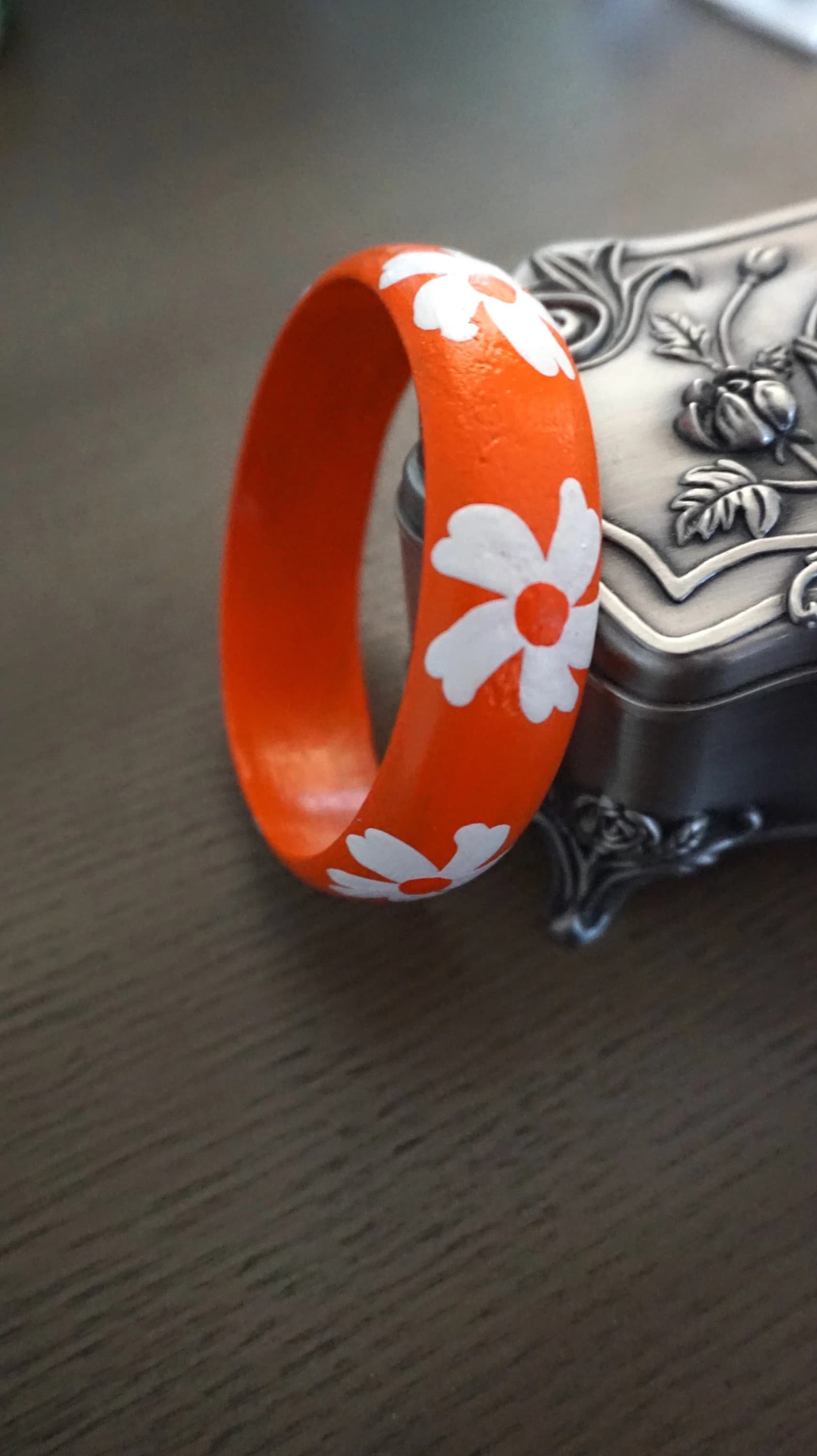 Wood bracelet, wooden bracelet, Jasmine flower bracelet, Orange bangles, Orange bracelet, Gift for her, Gifts for women, Mothers day gift - image 4