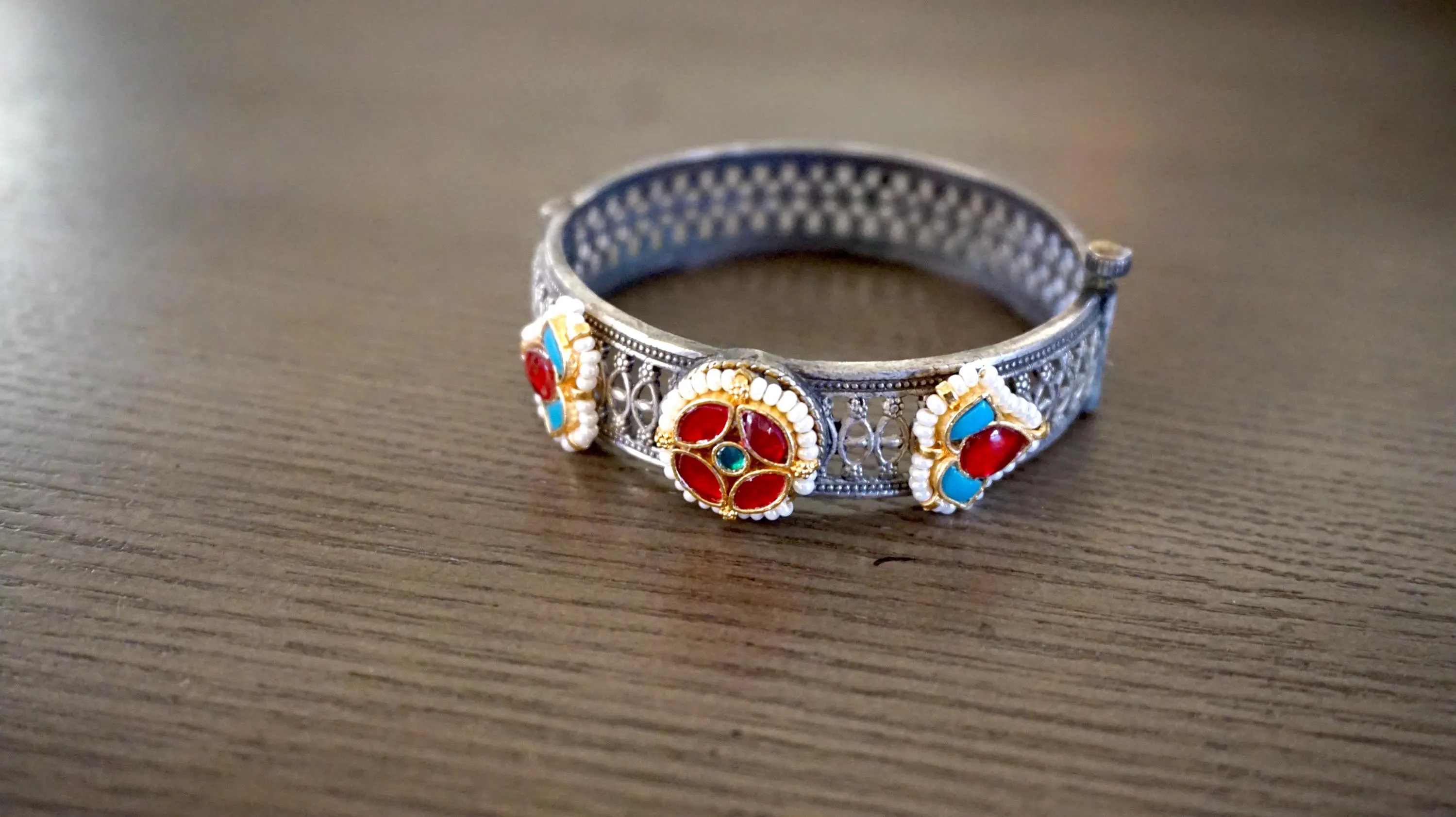 Fusion kada, Fusion bangles, Kundan bangles, Kundan kada, Blue bangles, Oxidized kada, Openable Bangles, Openable kada - image 2