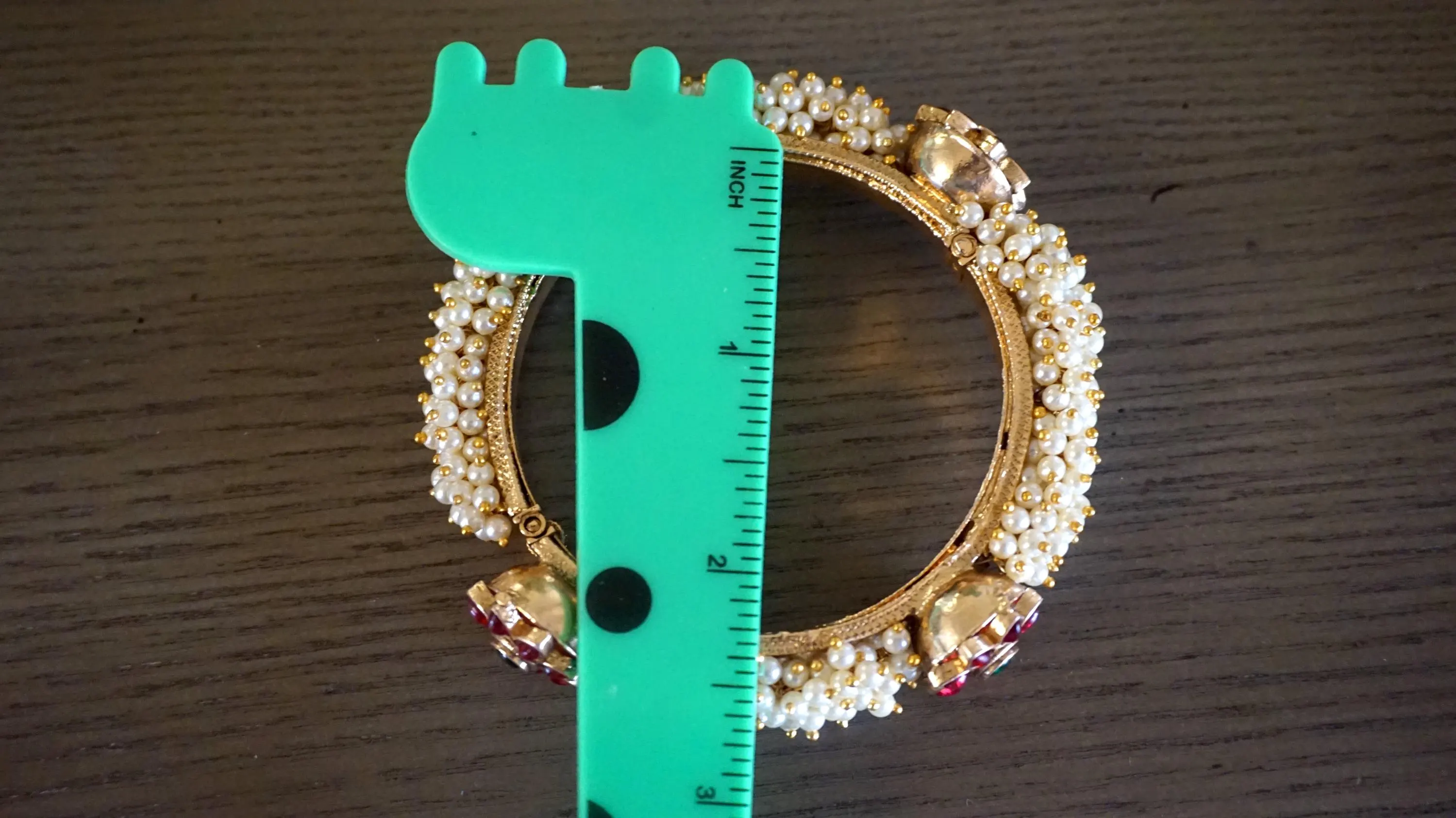 Openable bangles / Openable kada / Cluster pearl bangles / Gift for her / Ruby green kada / Antique bangles / Indian jewelry / Pearl bangles - image 2