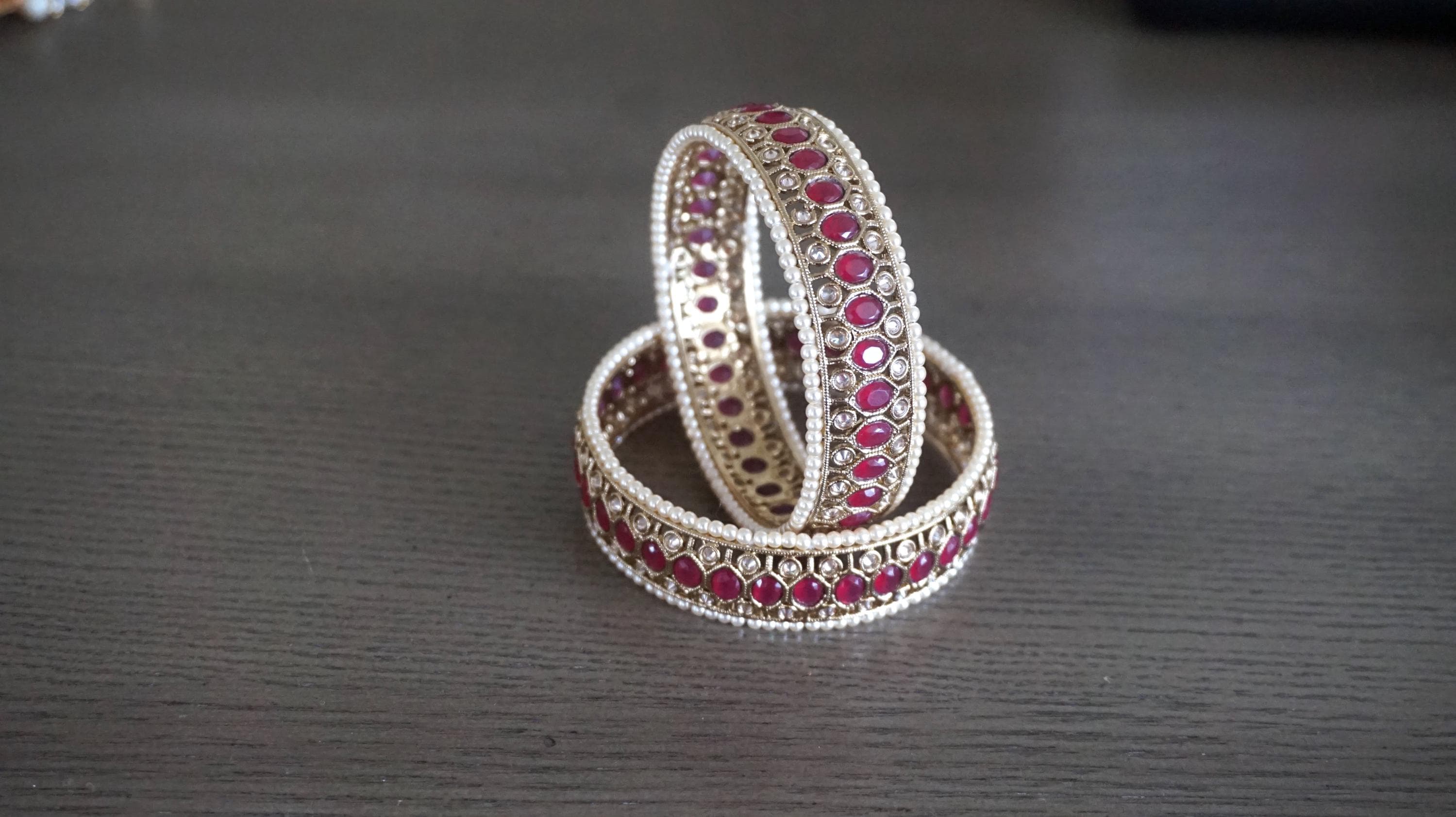 Antique bangles, AD stone bangles, Mehendi plating bangles, Ruby bangles, Indian jewelry, Pearl bangles, Antique kada, Ruby kada - image 4