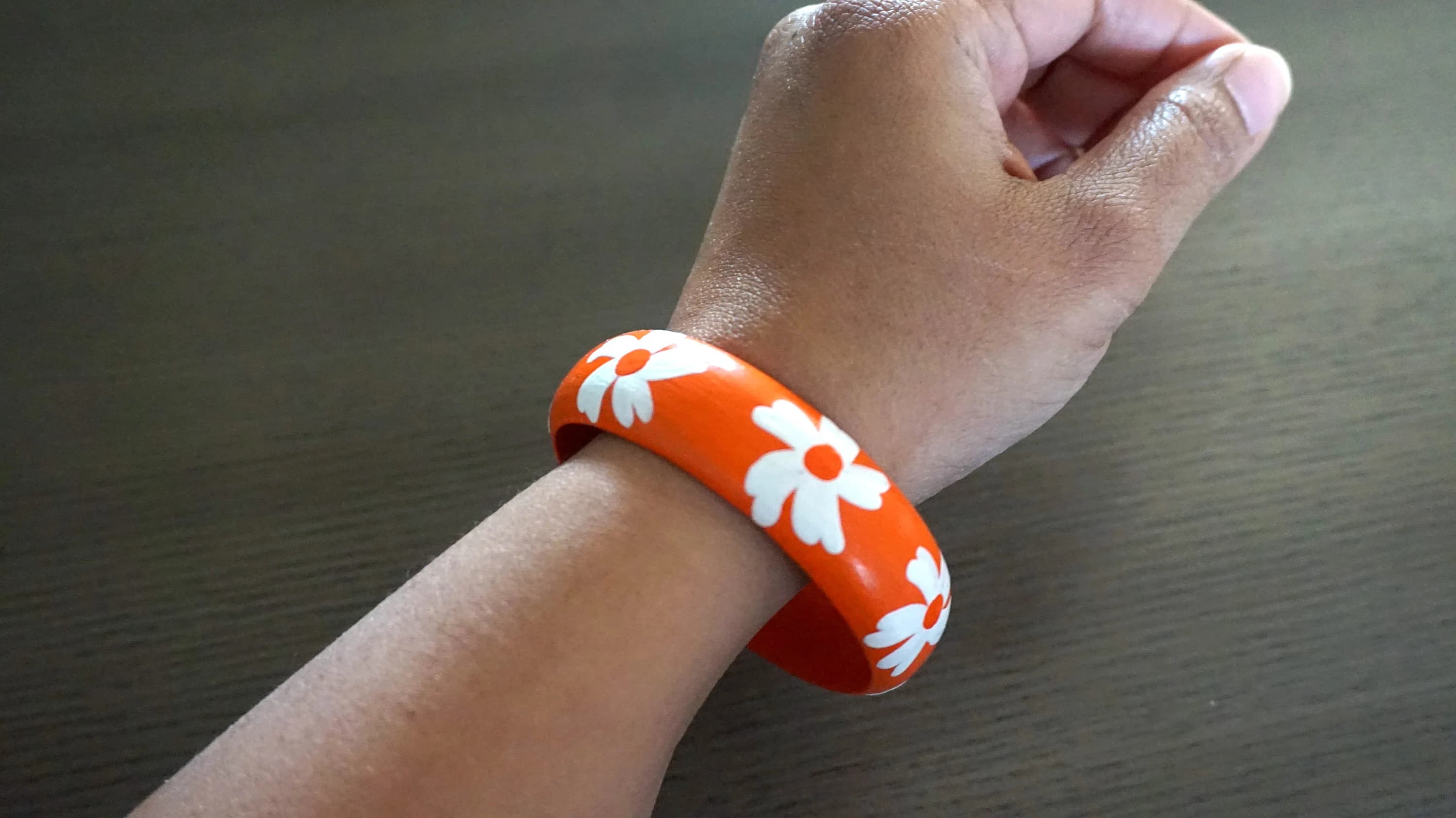 Wood bracelet, wooden bracelet, Jasmine flower bracelet, Orange bangles, Orange bracelet, Gift for her, Gifts for women, Mothers day gift - image 5