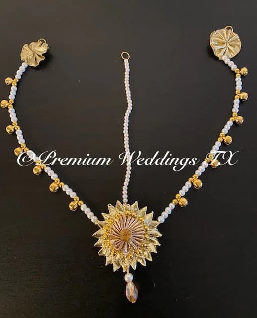 Handmade Gotta Maang Tikka: Bridal Jewelry with Pearls & Ghungroo - image 3