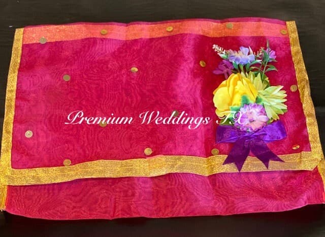 Assorted Designs Organza Saree Bag: Floral Embellished Indian Dress Cover (19x15") - image 5