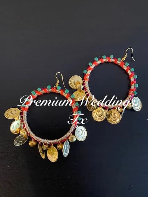 Handmade Gotta Jhumki Earrings & Maang Tikka Set: Indian Bridal Jewelry - image 4