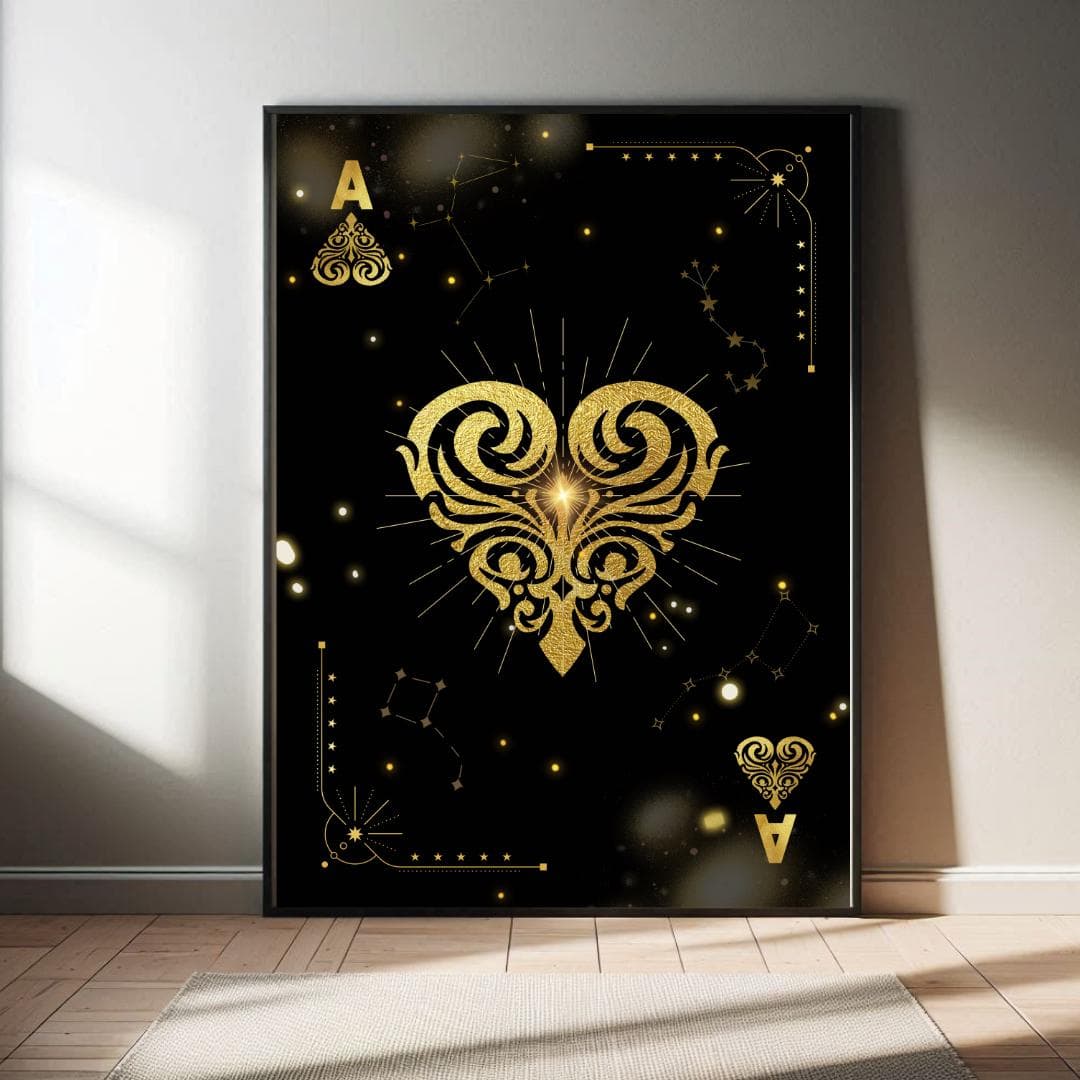 Celestial Poker Wall Art Set, Gold Filigree Constellations, Ace of Spades (Digital Download) - image 3