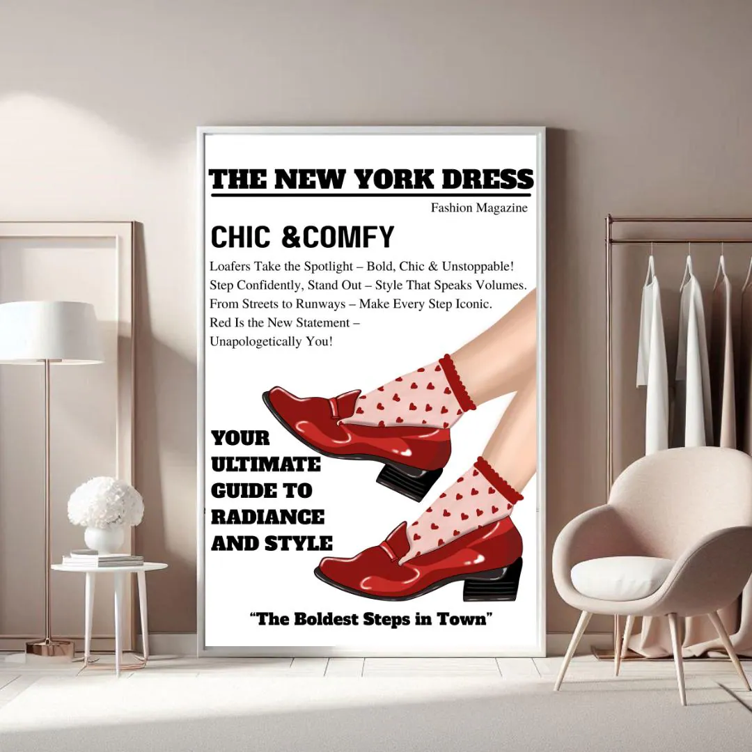 Red Loafers Fashion Print – NYC Editorial Style (Digital Download)