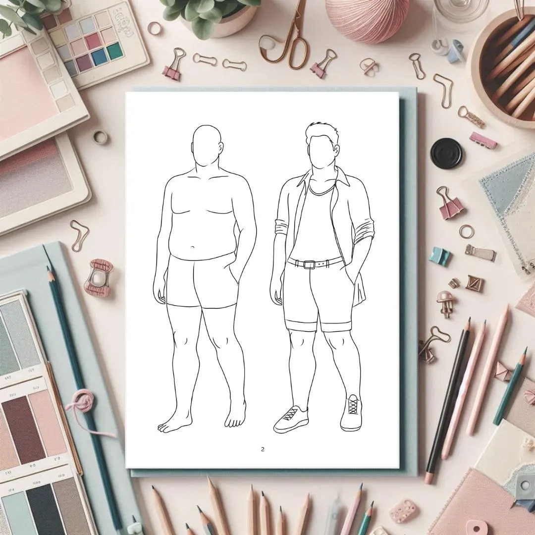 Plus Size Male Fashion Sketchbook: Outfit Ideas & Templates (Digital Download) - image 2