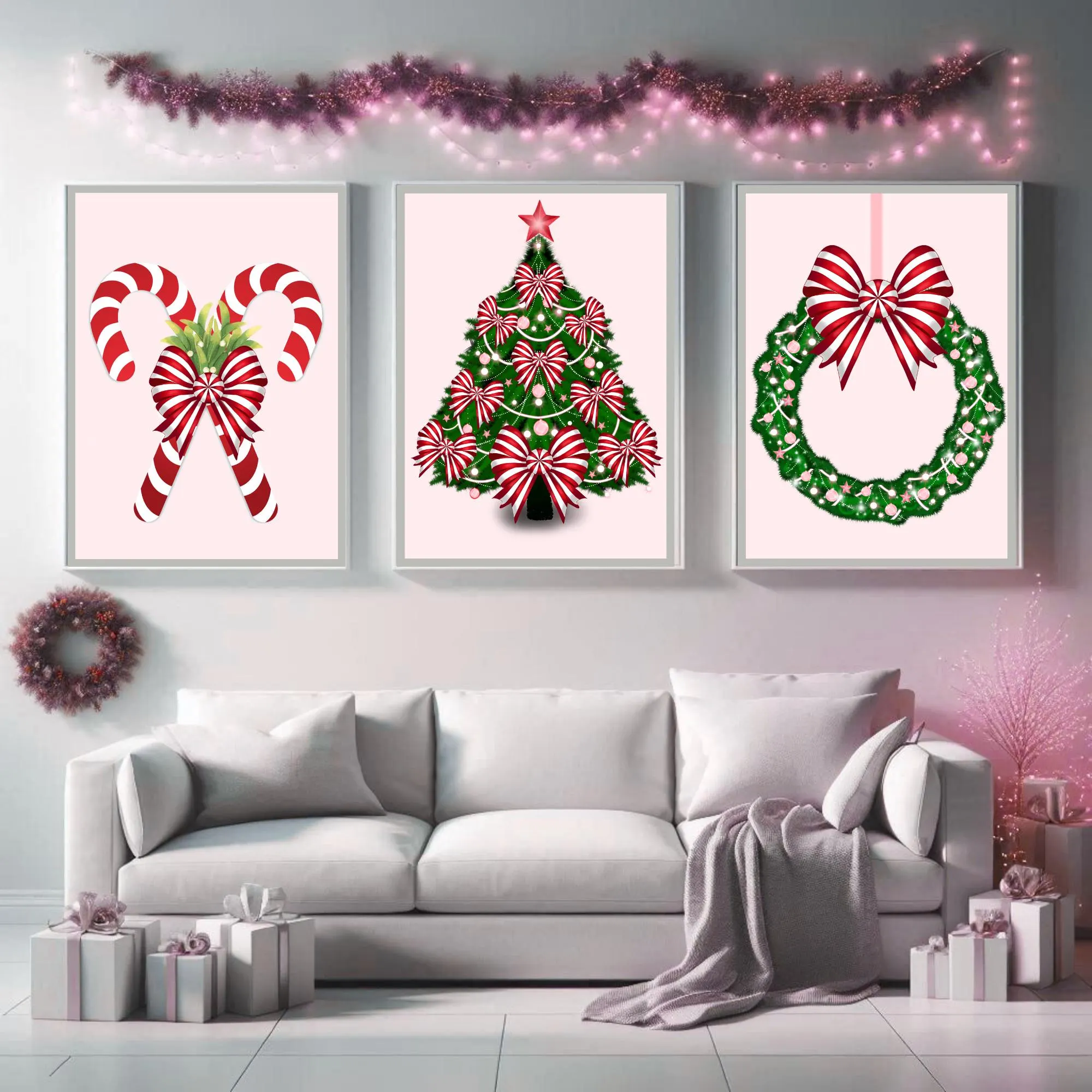 Coquette Christmas Bow Art Print Set – Holiday Wall Decor (Digital Prints) - image 3